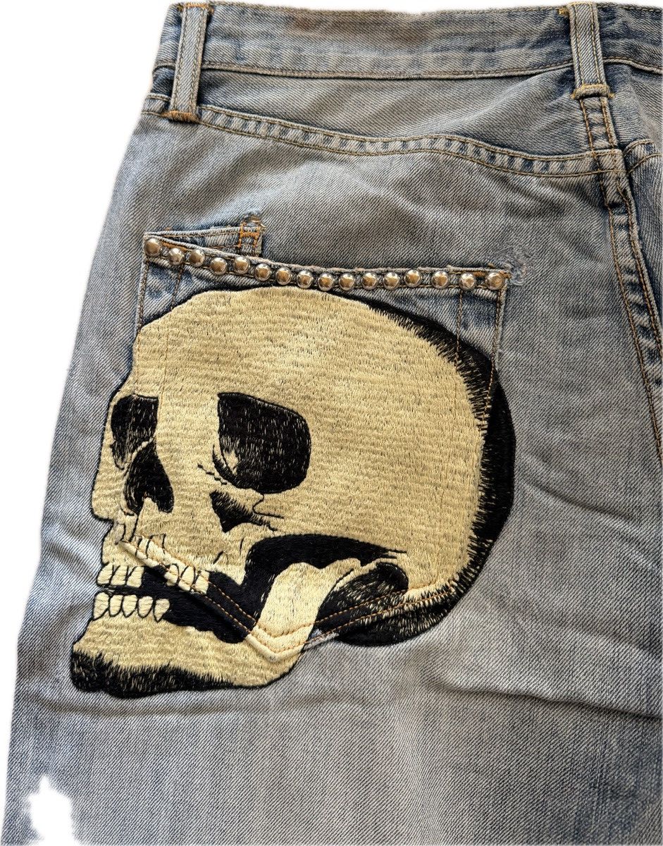 Ed Hardy Vintage Double Skull Rhinestone Ed Hardy Jeans Size US 32 / EU 48 - 3 Thumbnail