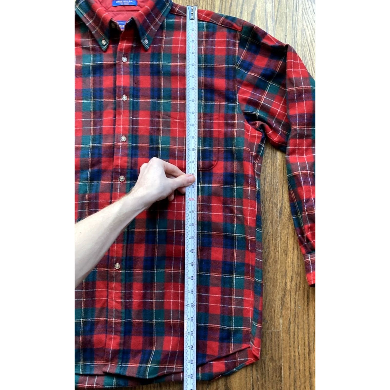 Pendleton VINTAGE Pendleton Shirt Mens M Red Wool Plaid Button-Up Long Sleeve Western Casual Chest Pocket USA Made Size US M / EU 48-50 / 2 - 6 Thumbnail