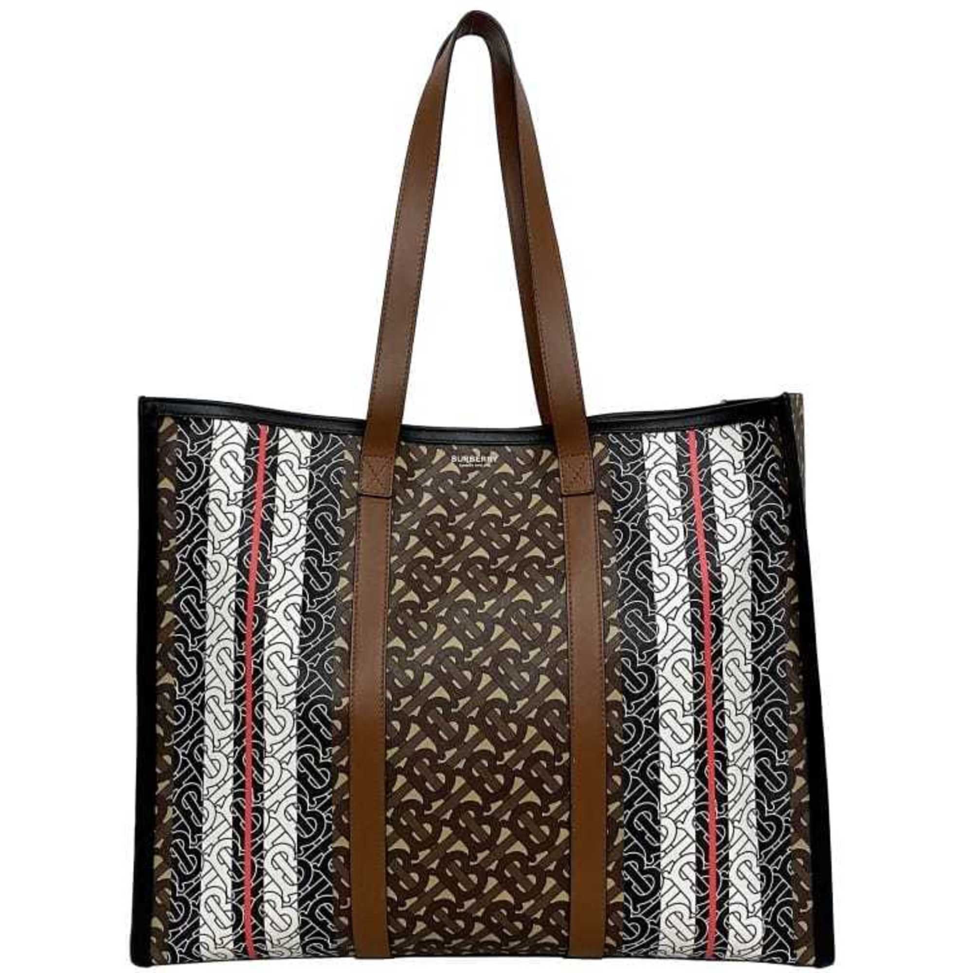 image of Burberry Stripe Tote in Brown, Women's