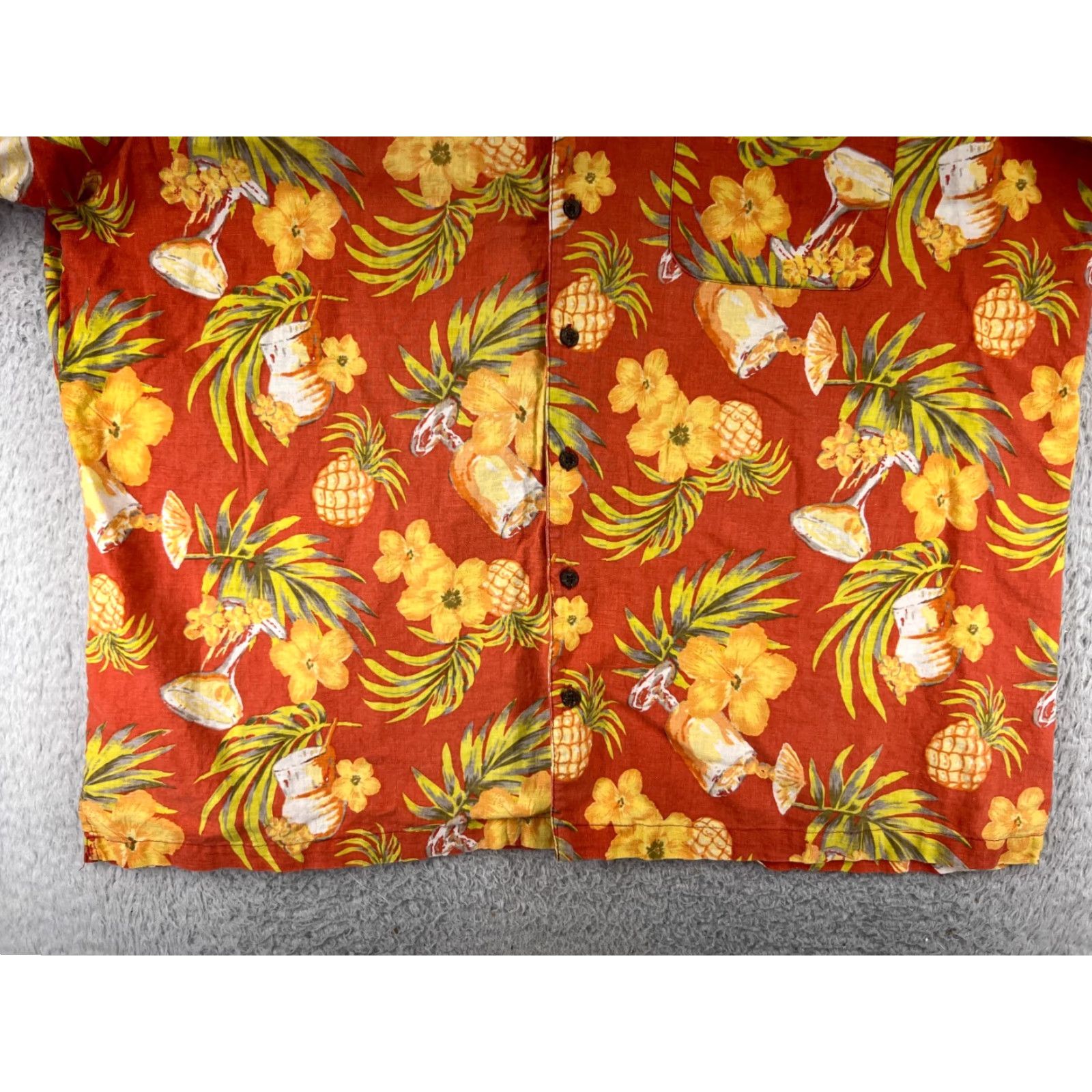 High Sierra High Sierra Shirt Mens Extra Large Red Yellow Floral Cocktail Pineapple Linen Size US XL / EU 56 / 4 - 7 Thumbnail