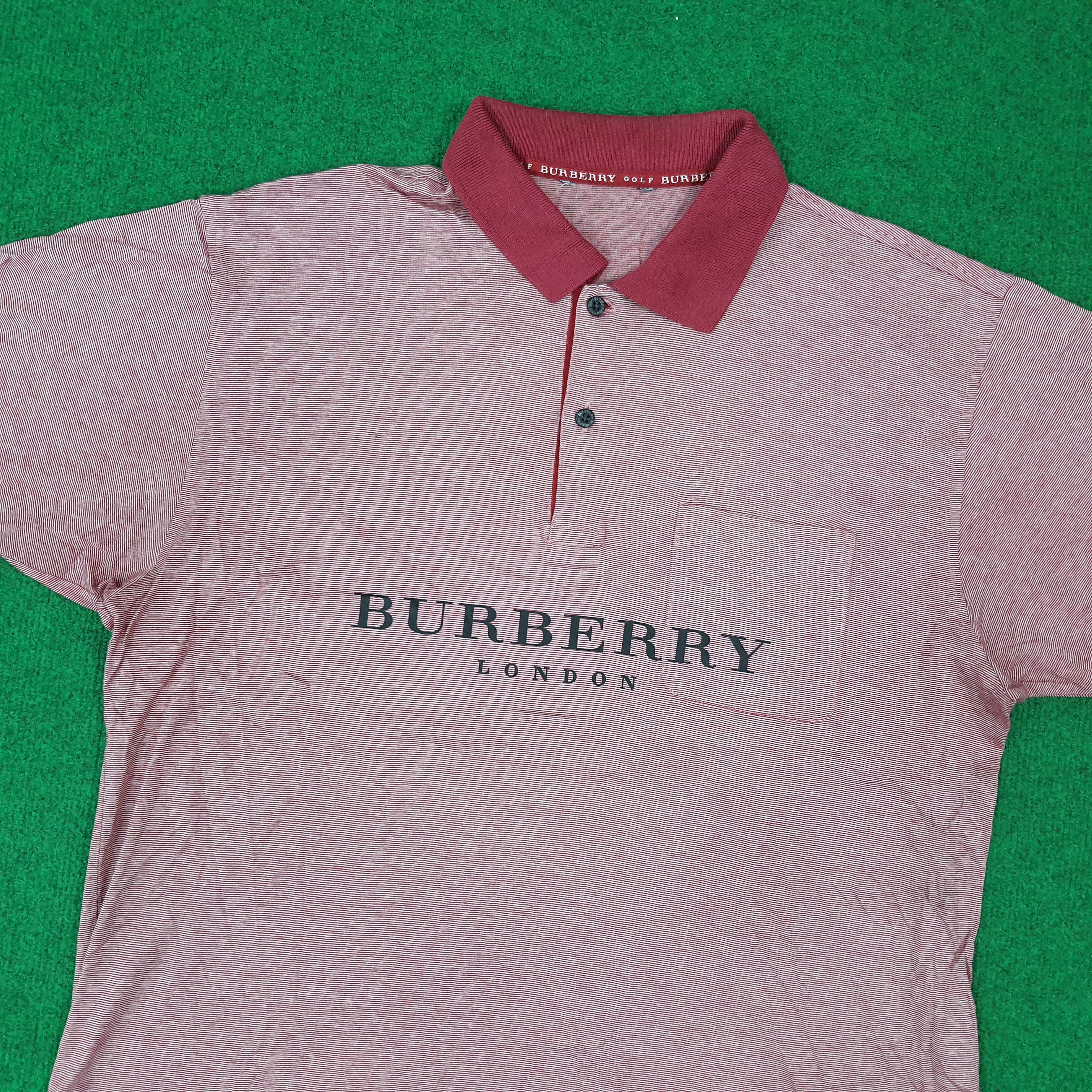 Burberry Vintage Burberry Golf Red Pin Stripe Polo Shirt C276N43 Size US L / EU 52-54 / 3 - 2 Thumbnail