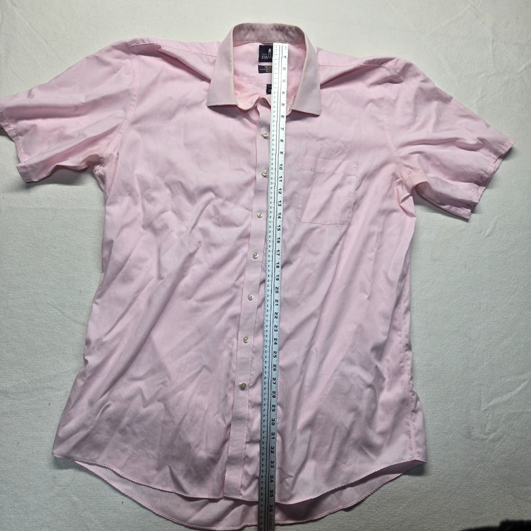 Stafford Stafford Shirt Men Adult Big & Tall Pink Long Sleeve Button-Down Collared 19 Chest 50 in Solid All Seasons Executive Pattern Church Office 90s? Size US XXL / EU 58 / 5 - 6 Thumbnail
