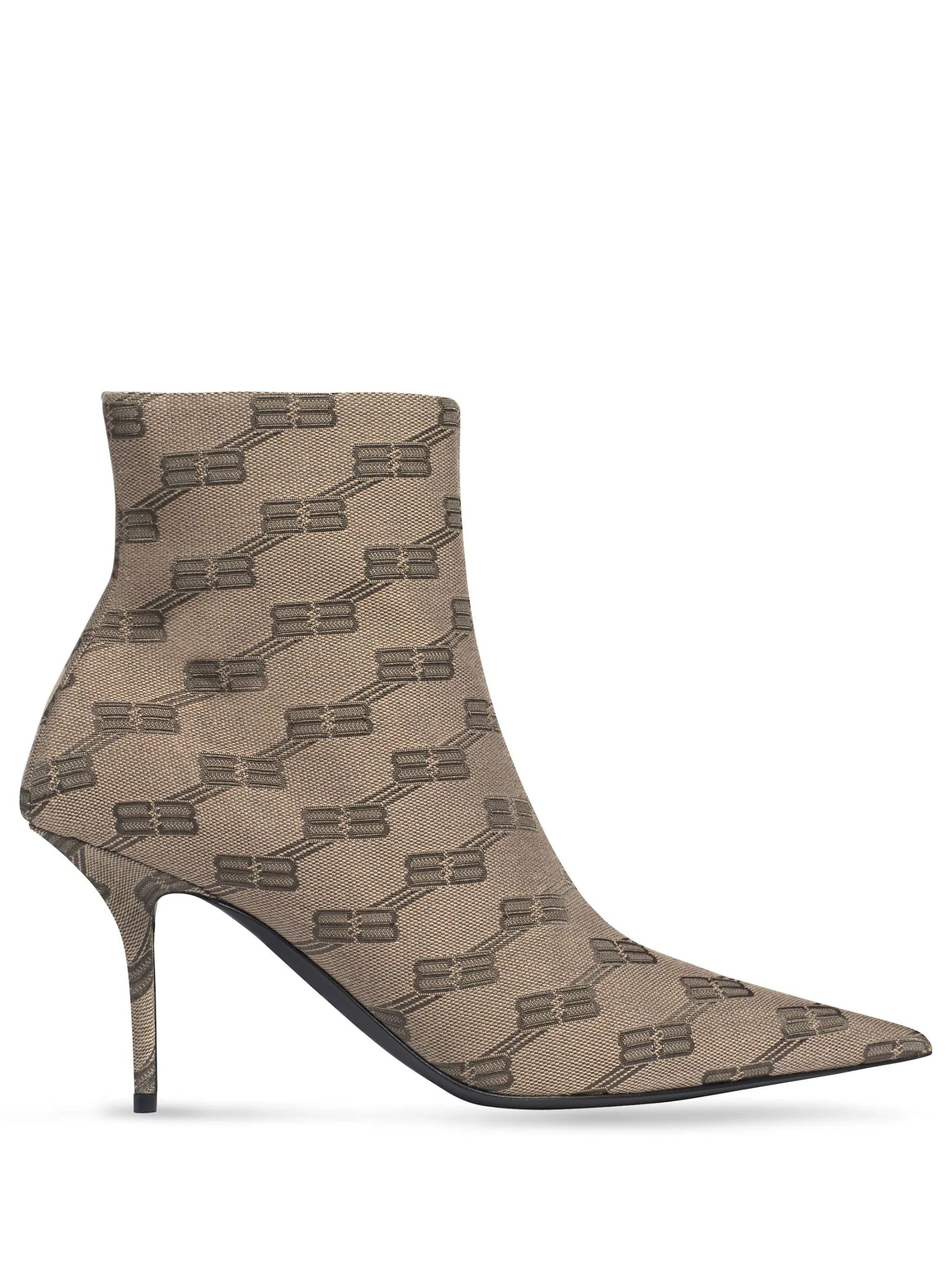 o1mt1gz0524 BB Monogram Square Knife 80mm Booties in Brown