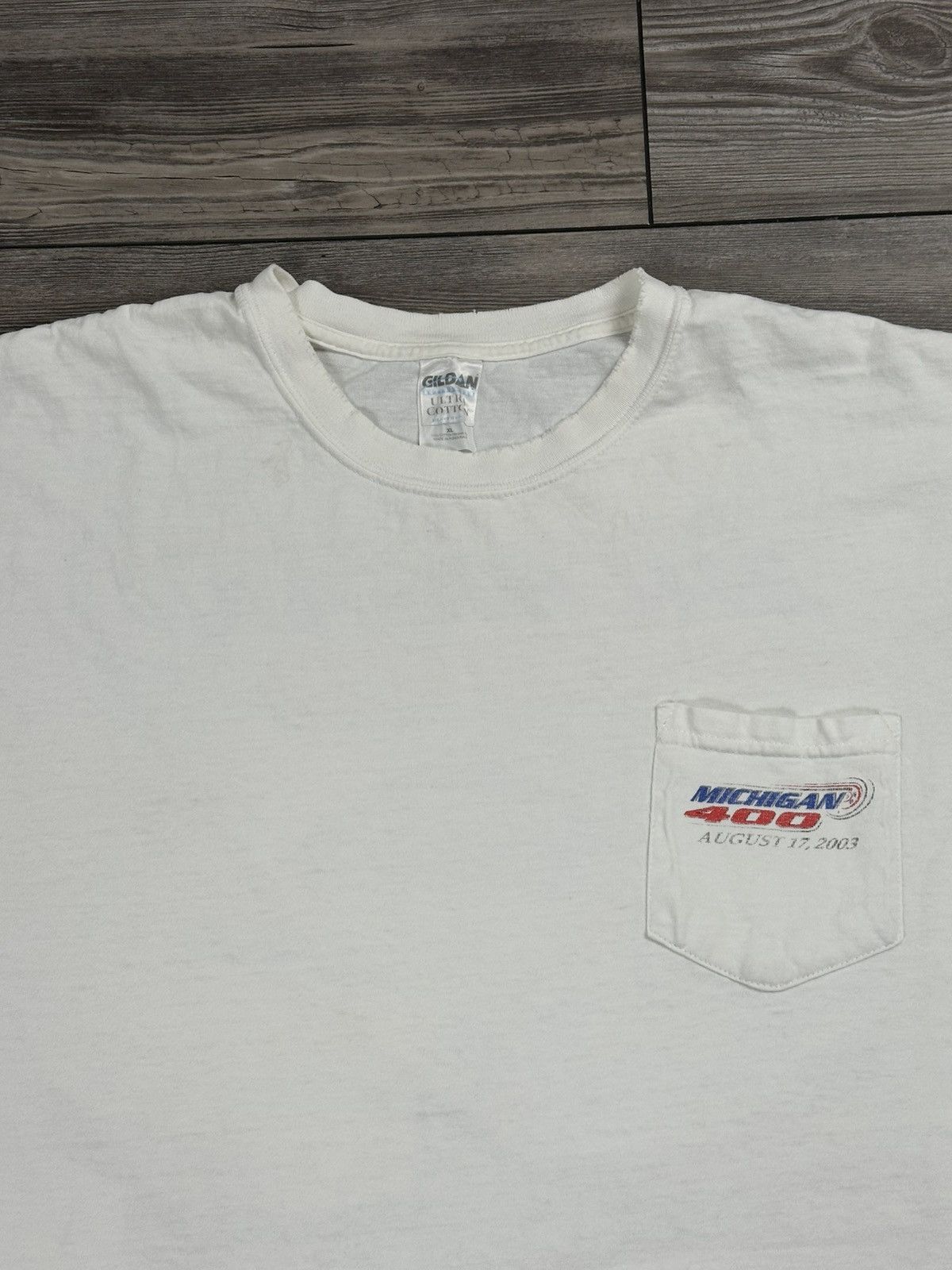 NASCAR Vintage Y2K Michigan 400 Nascar Pocket T Shirt Size US XL / EU 56 / 4 - 3 Thumbnail