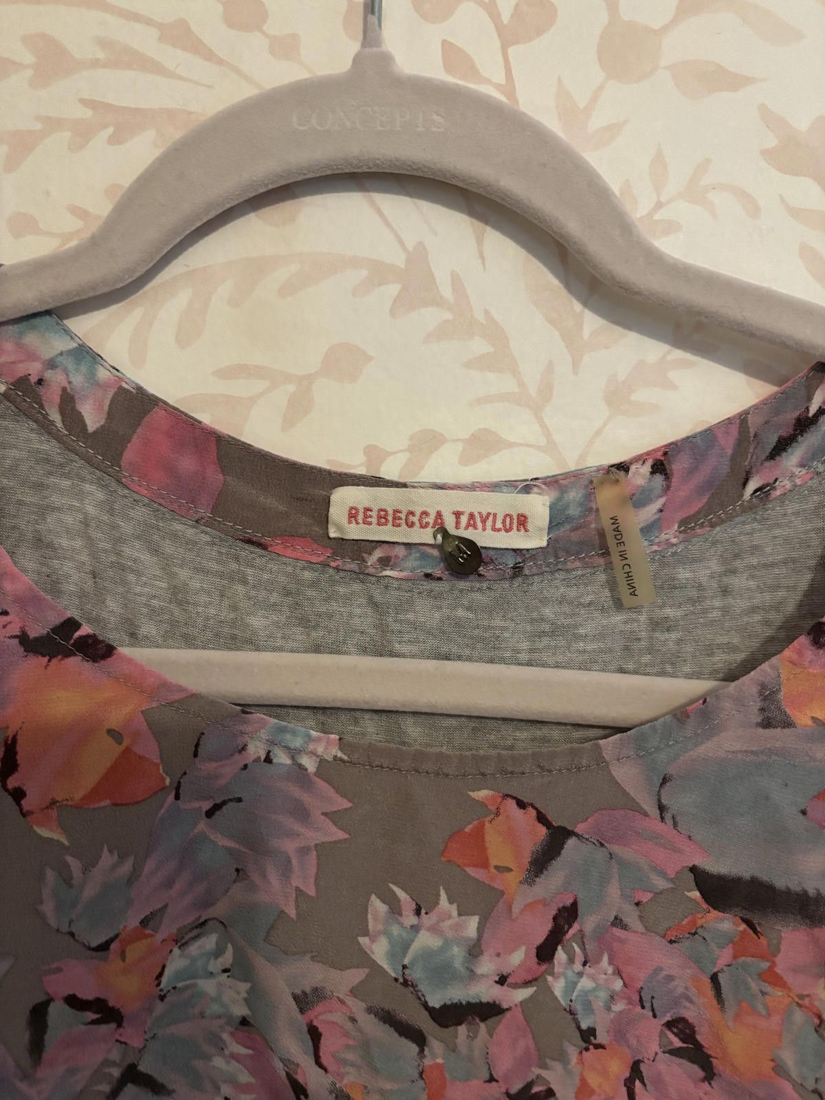 Other Rebecca Taylor Floral Print 100% Silk Short Sleeve Top Size M / US 6-8 / IT 42-44 - 3 Thumbnail