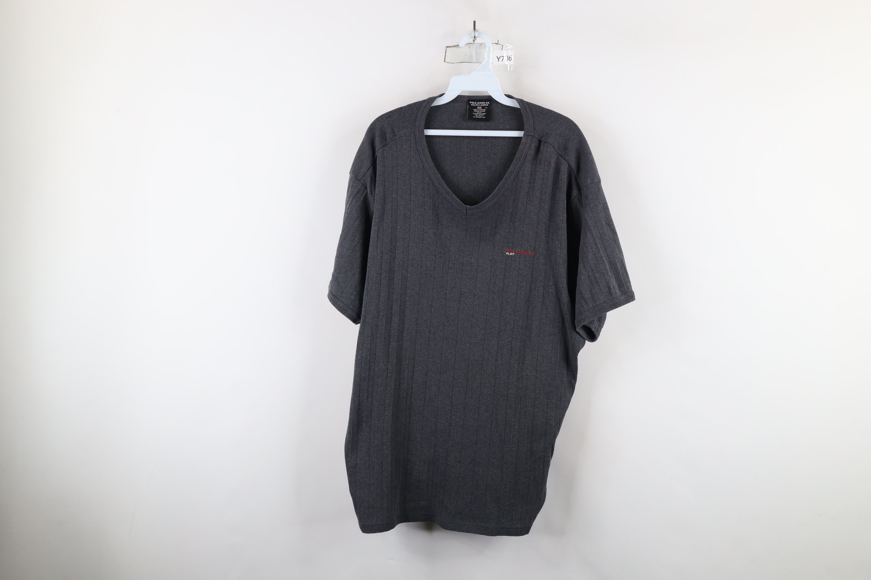 Ralph Lauren × Vintage Vintage 90s Ralph Lauren Ribbed Knit Ringer T-Shirt USA Size US XL / EU 56 / 4 - 1 Thumbnail