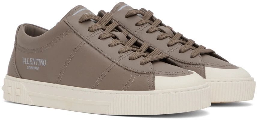 Valentino o1y0525 Logo Leather Low-Top Sneakers in Brown Size US 11.5 / EU 44-45 - 3 Thumbnail