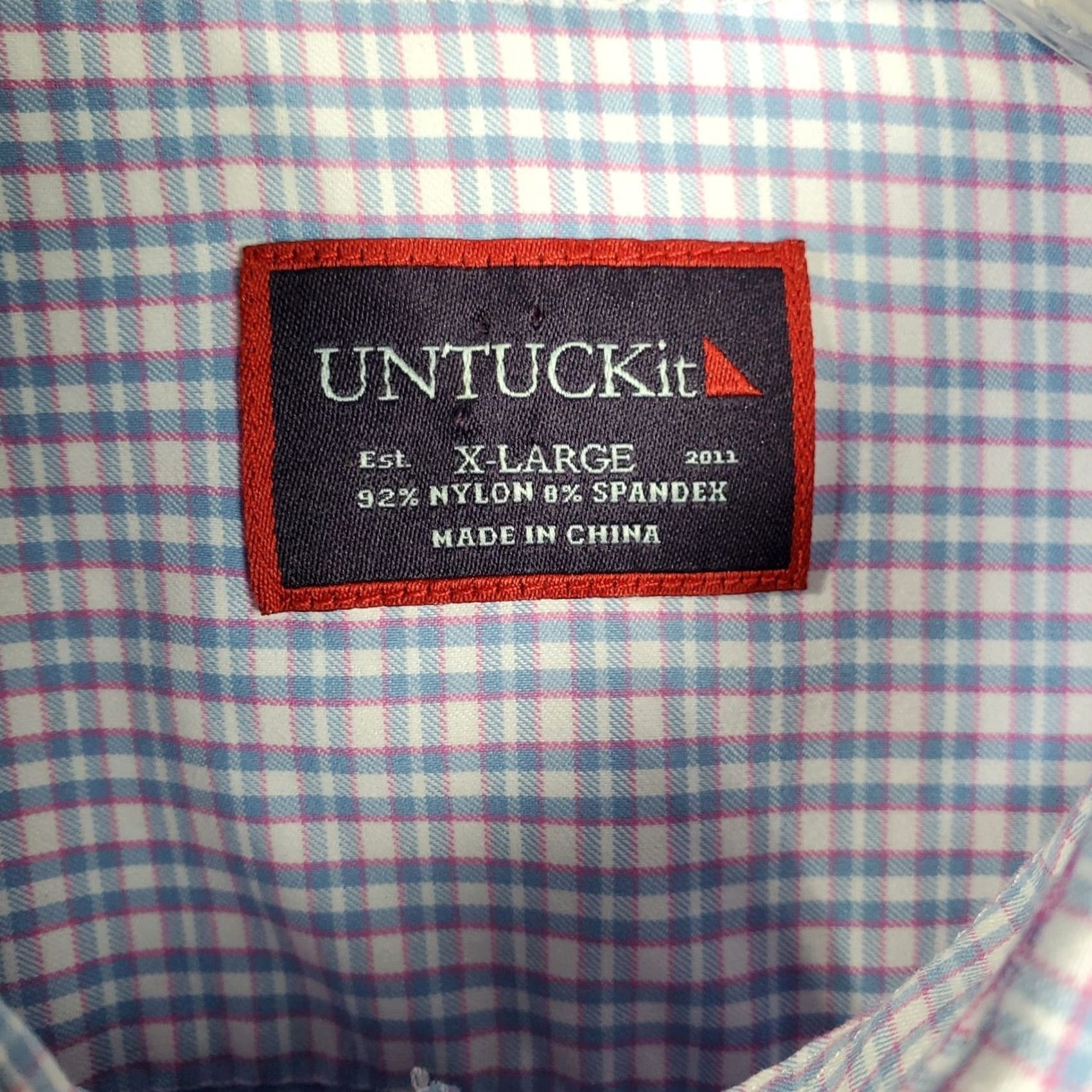 UNTUCKit UNTUCKit Shirt Mens XL Blue Pink Check Long Sleeve Button-Up Casual Golf Office Everyday Size US XL / EU 56 / 4 - 2 Thumbnail