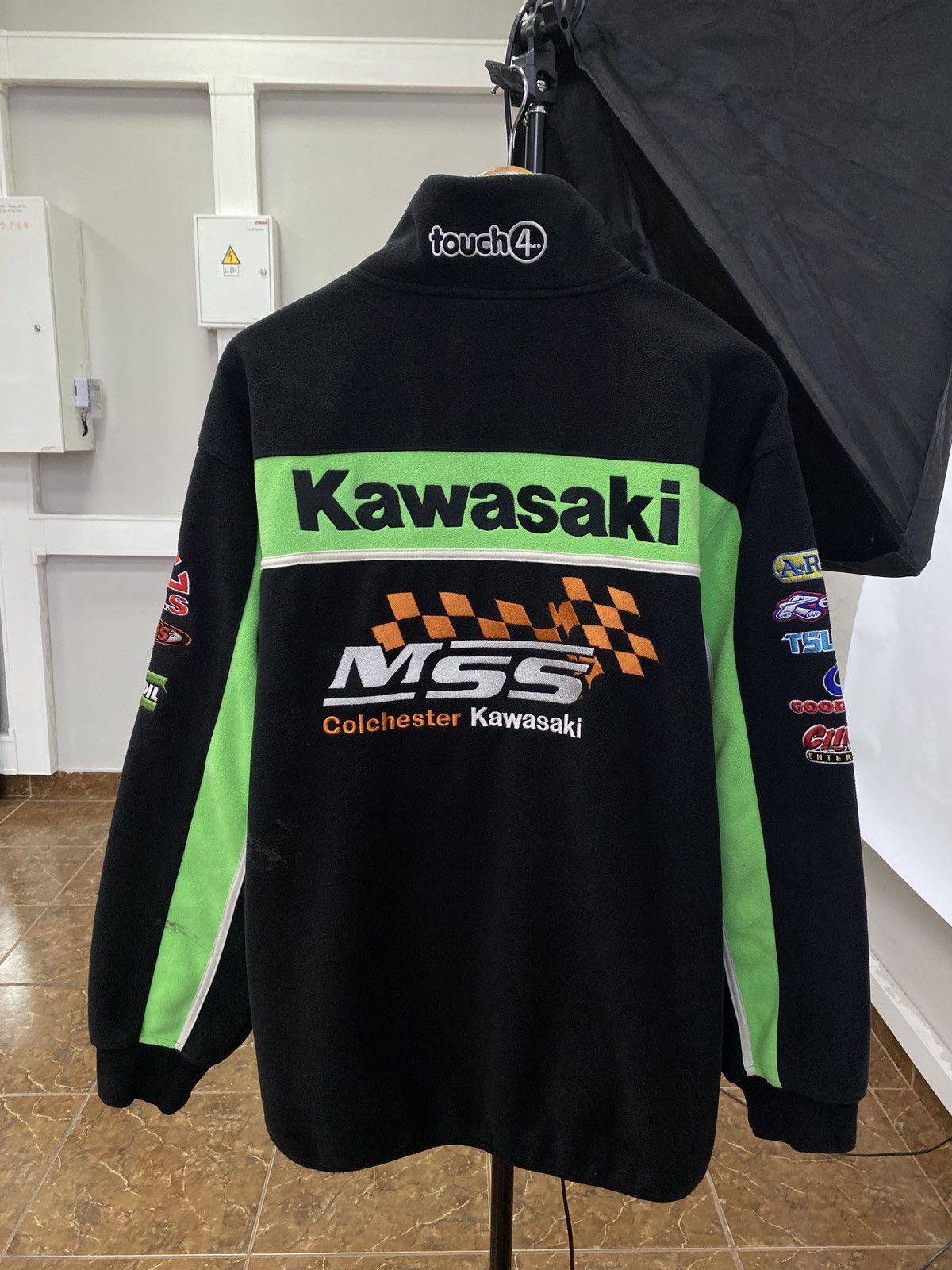 Japanese Brand 🇯🇵 Vintage Kawasaki Racing Nascar Moto Fleece Retro Rare Size US XL / EU 56 / 4 - 1 Thumbnail