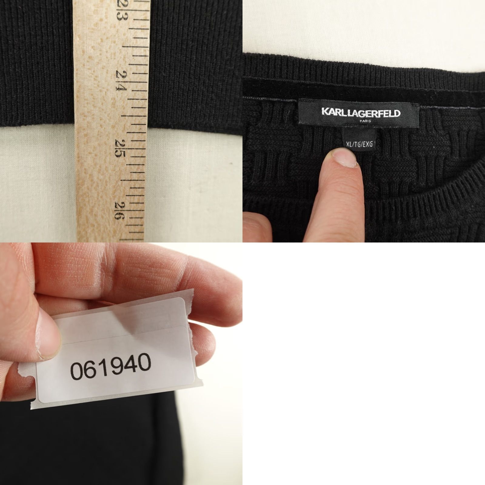 Karl Lagerfeld VINTAGE Karl Lagerfeld Sweater Mens XL Crewneck Knit Pullover Black Geometric Waffle-Knit Classic 90s Style Size US XL / EU 56 / 4 - 8 Thumbnail