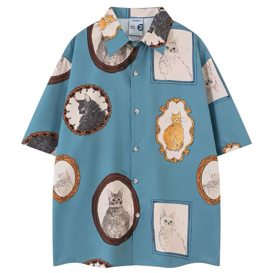 Japanese Brand × Vintage Cat Print Retro Design Vintage Fashion Shirt Size US M / EU 48-50 / 2 - 1 Thumbnail