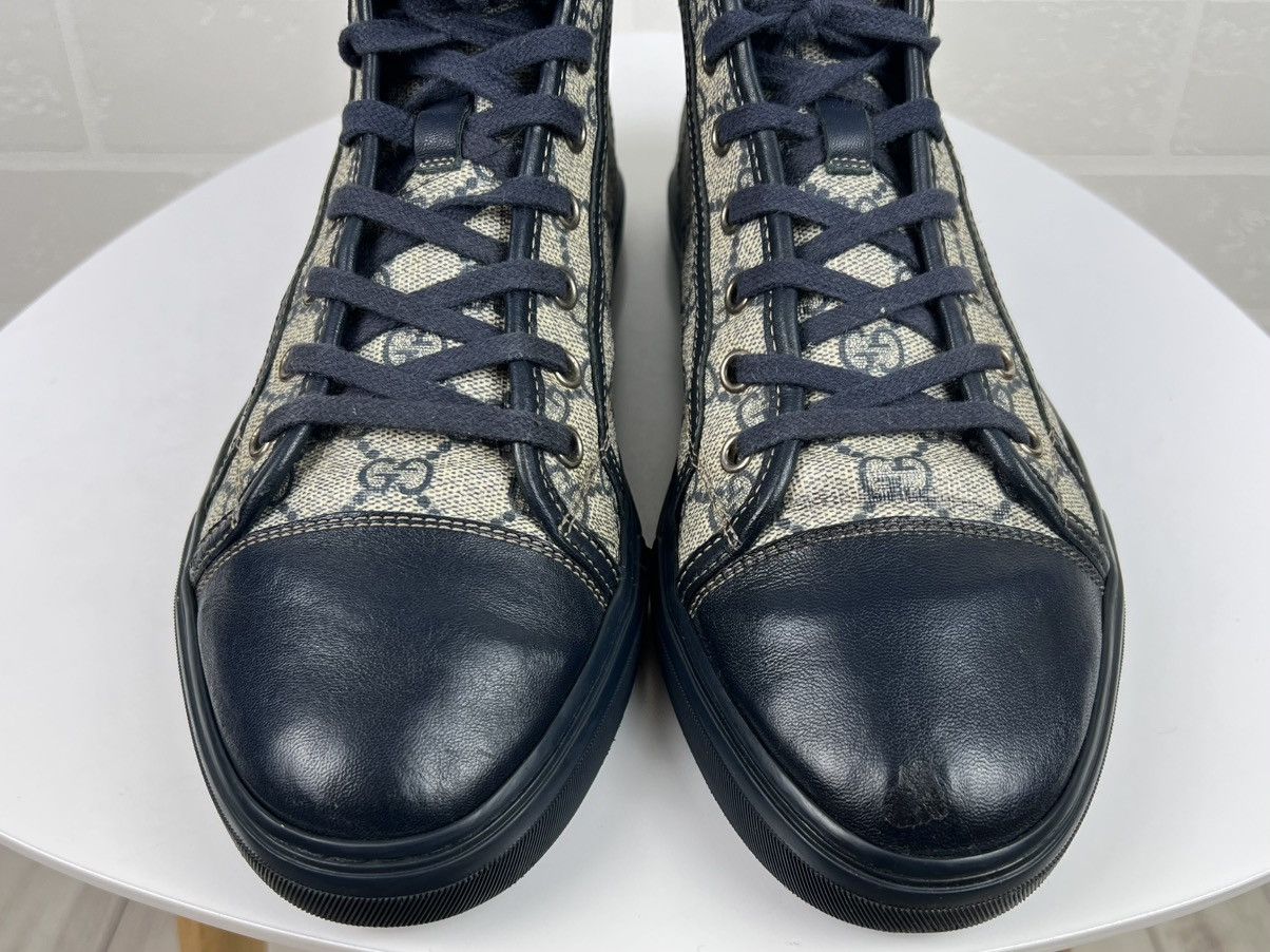 Gucci GUCCI Sneakers Hi Top Leather GG Monogram Canvas Navy Men's Size US 8.5 / EU 41-42 - 8 Thumbnail