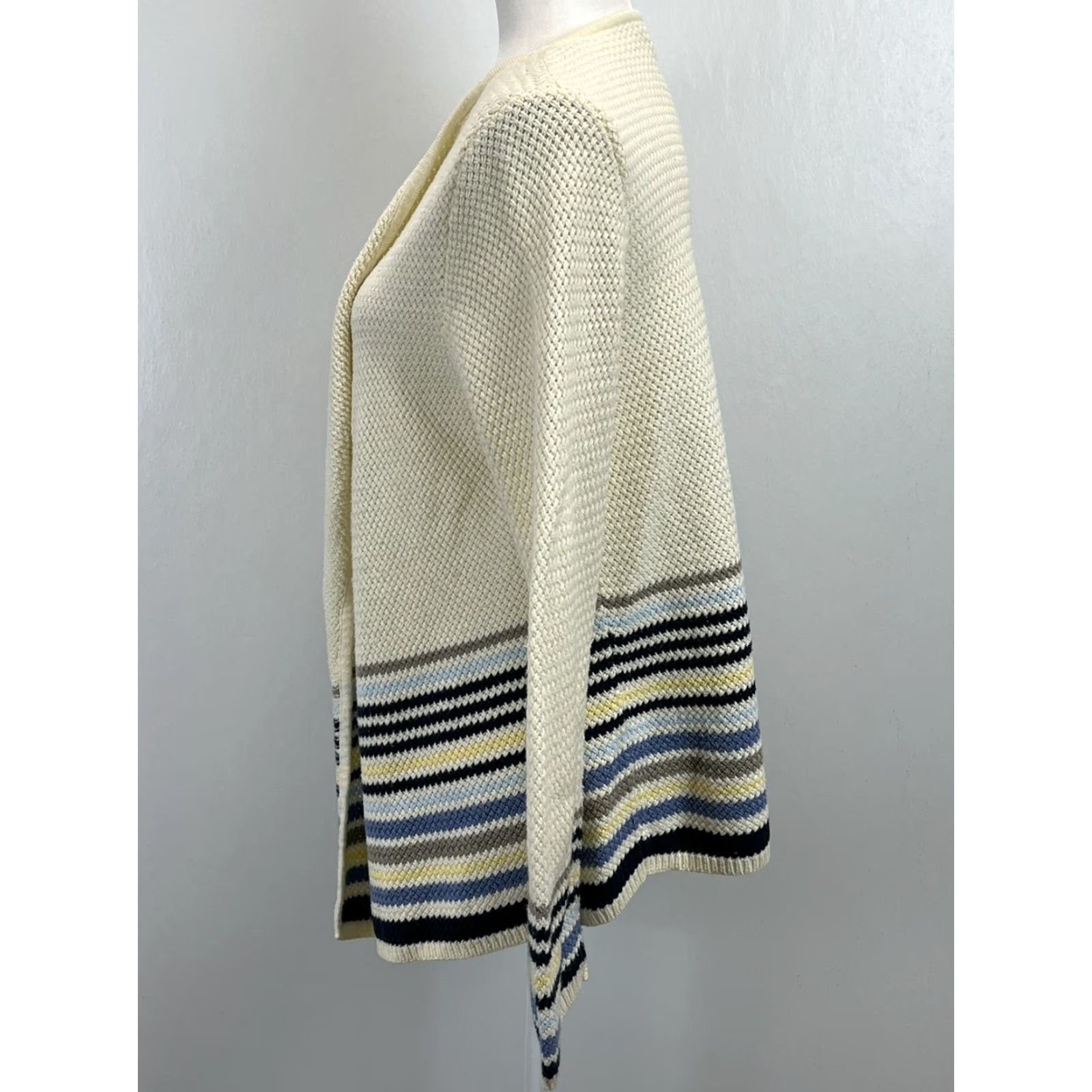 J. Jill VINTAGE J. Jill Womens Knit Cardigan Sweater Sz Medium Ivory Open Front Casual Fall Size M / US 6-8 / IT 42-44 - 2 Thumbnail