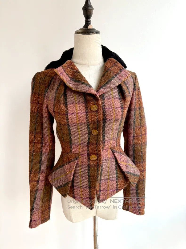 Vivienne Westwood Vivienne Westwood Orange and Black Plaid Wool Blazer with Size XS / US 0-2 / IT 36-38 - 1 Thumbnail