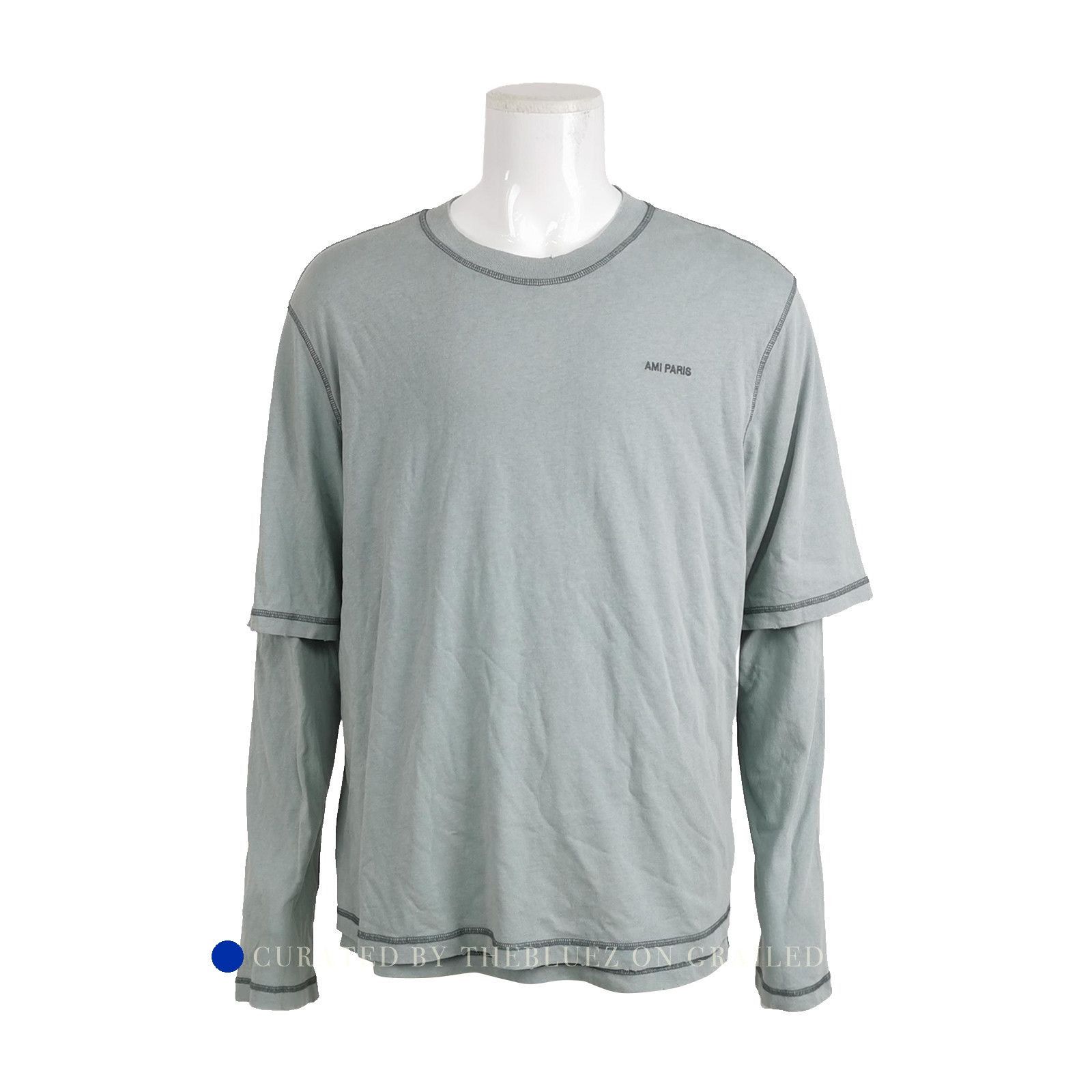 AMI Logo Long Sleeve T-Shirt in Green Size US L / EU 52-54 / 3 - 1 Thumbnail