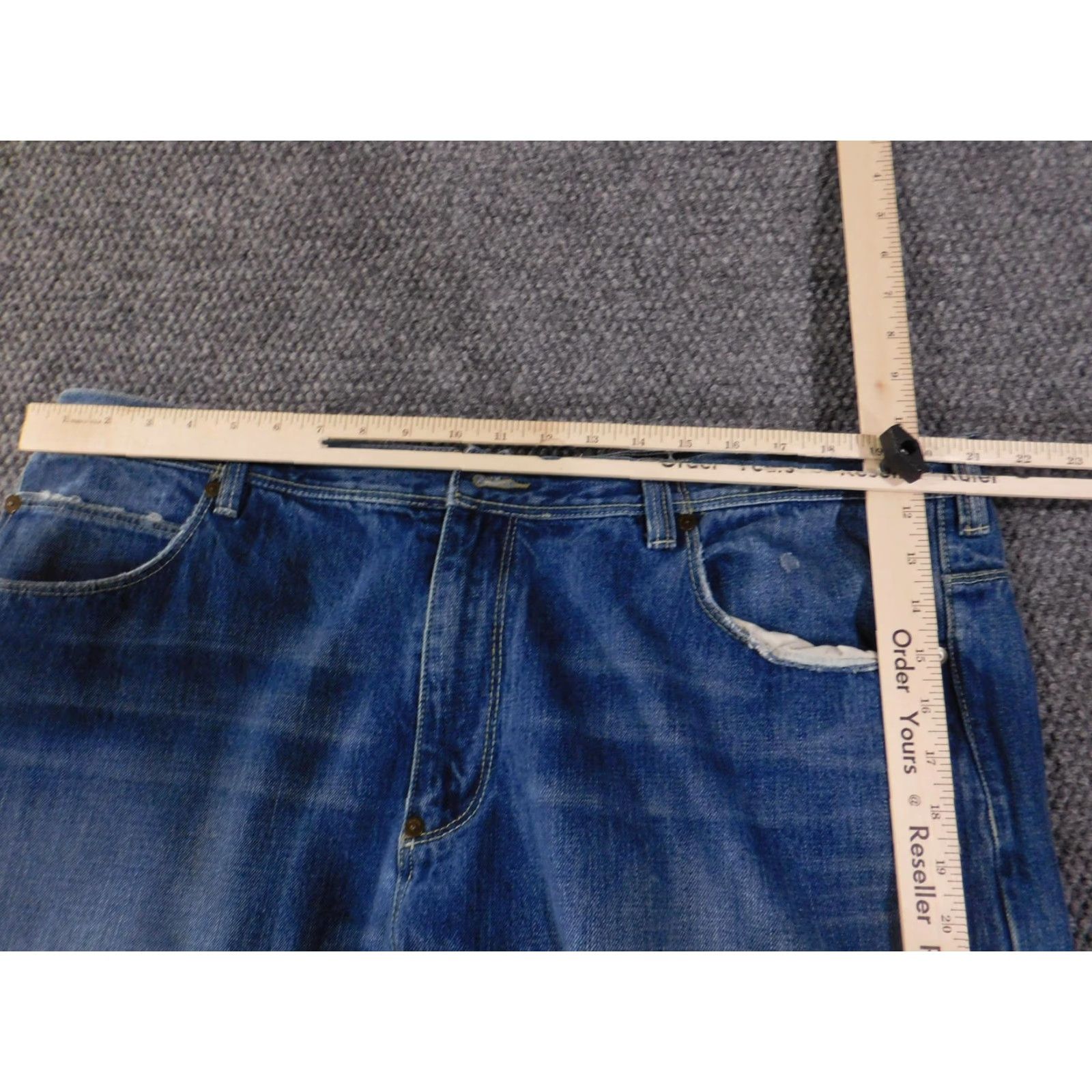 Sean John Sean John Jeans Mens 42 Blue Baggy Loose Fit Wide Leg Denim 5-Pocket Utility Patch Hip Hop Mens Regular Straight Denim Blue 42 Inseam 31 Size US 42 / EU 58 - 6 Thumbnail