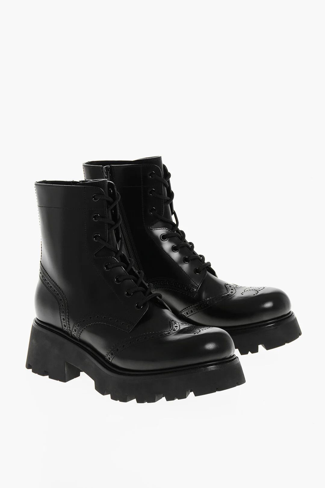 Celine o1mm0326 Leather Brogue Combat Boots in Black Size US 6 / IT 36 - 2 Thumbnail