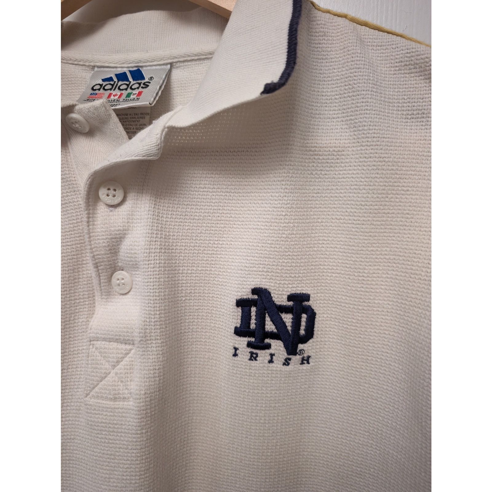 Adidas Vintage Adidas Notre Dame Irish Polo Shirt White Stripe Size US M / EU 48-50 / 2 - 3 Thumbnail