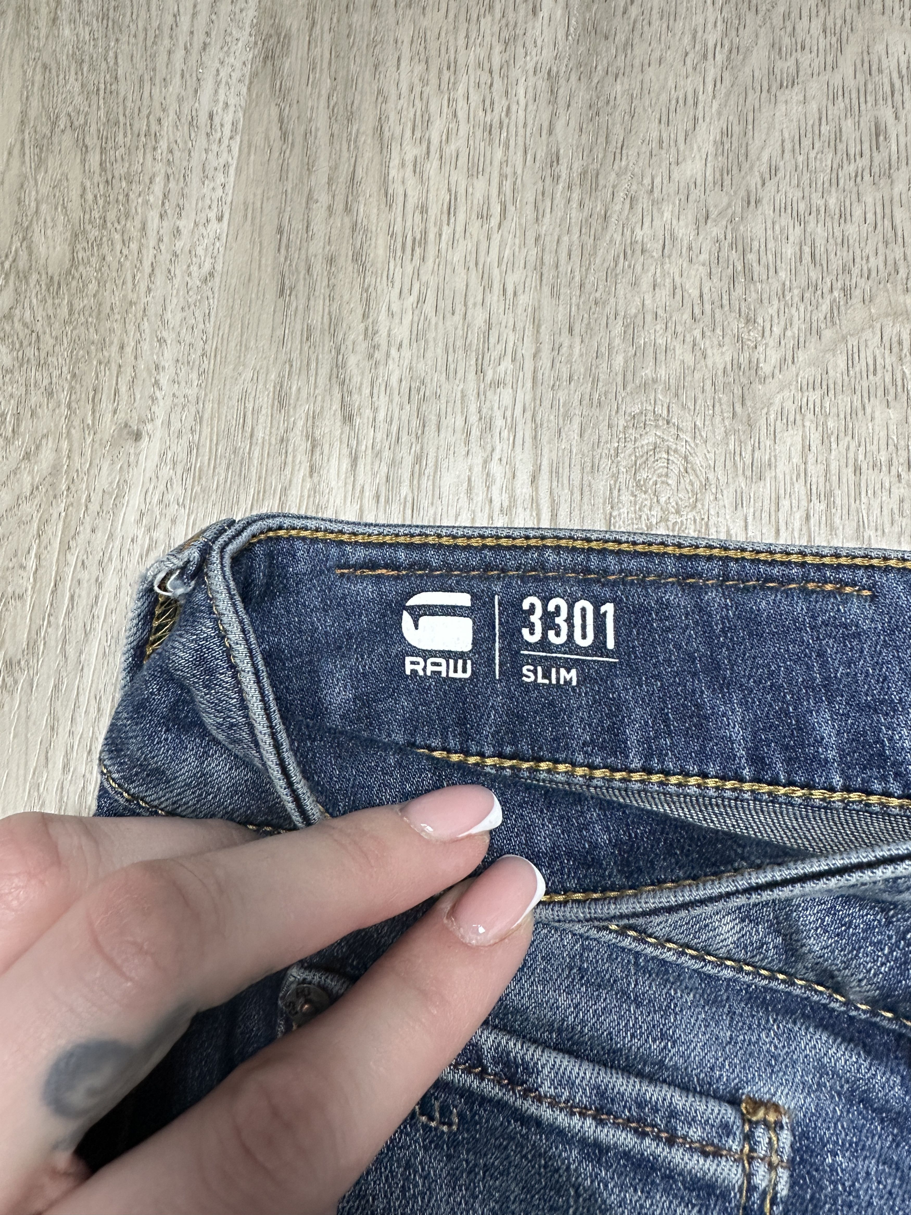 G-Star G Star Raw 3301 Slim Mens Denim Pants Jeans Size US 34 / EU 50 - 3 Thumbnail