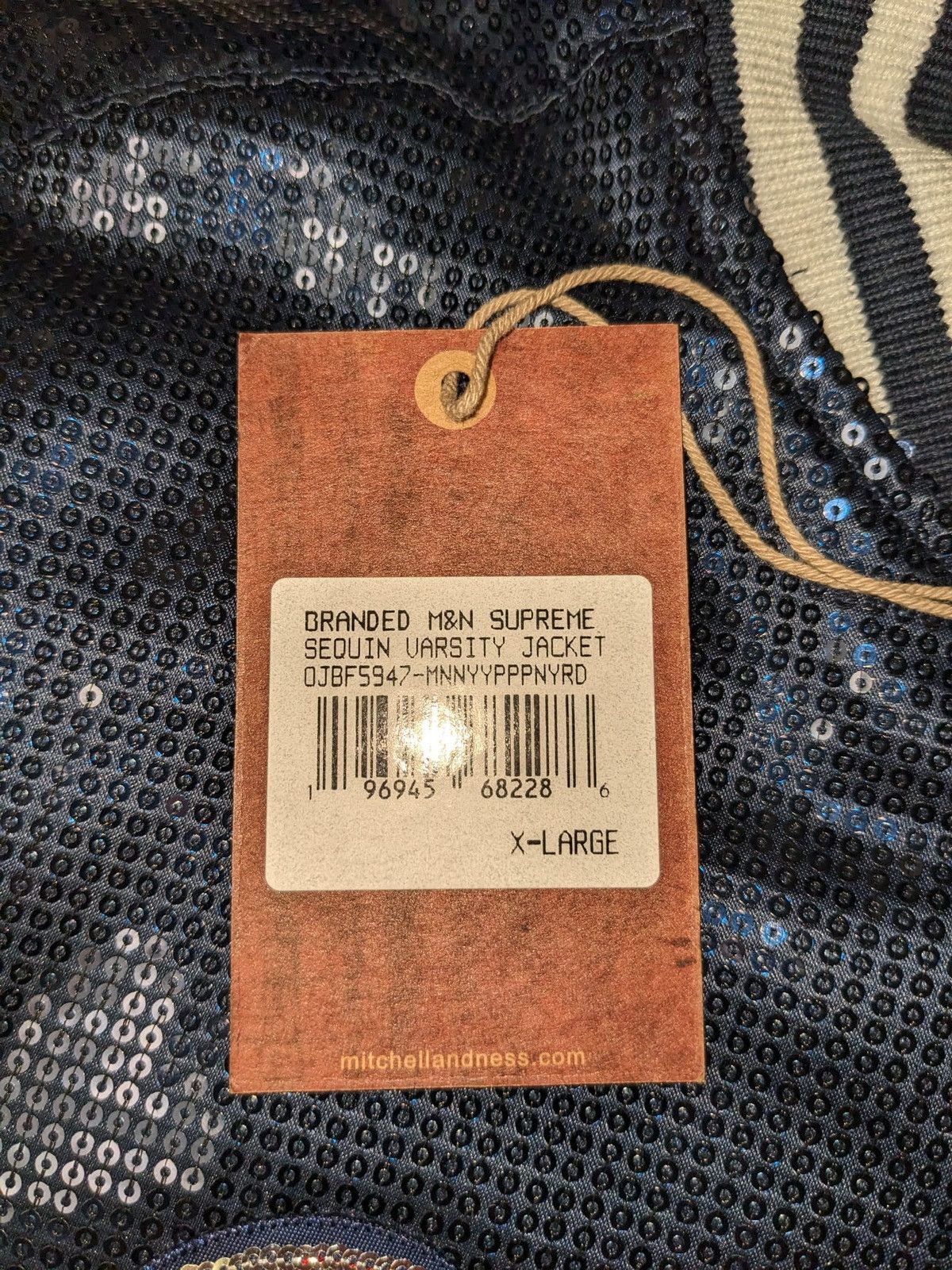 Supreme SS23 Supreme Mitchell & Ness Sequin Varsity Jacket Navy XL Size US XL / EU 56 / 4 - 6 Thumbnail