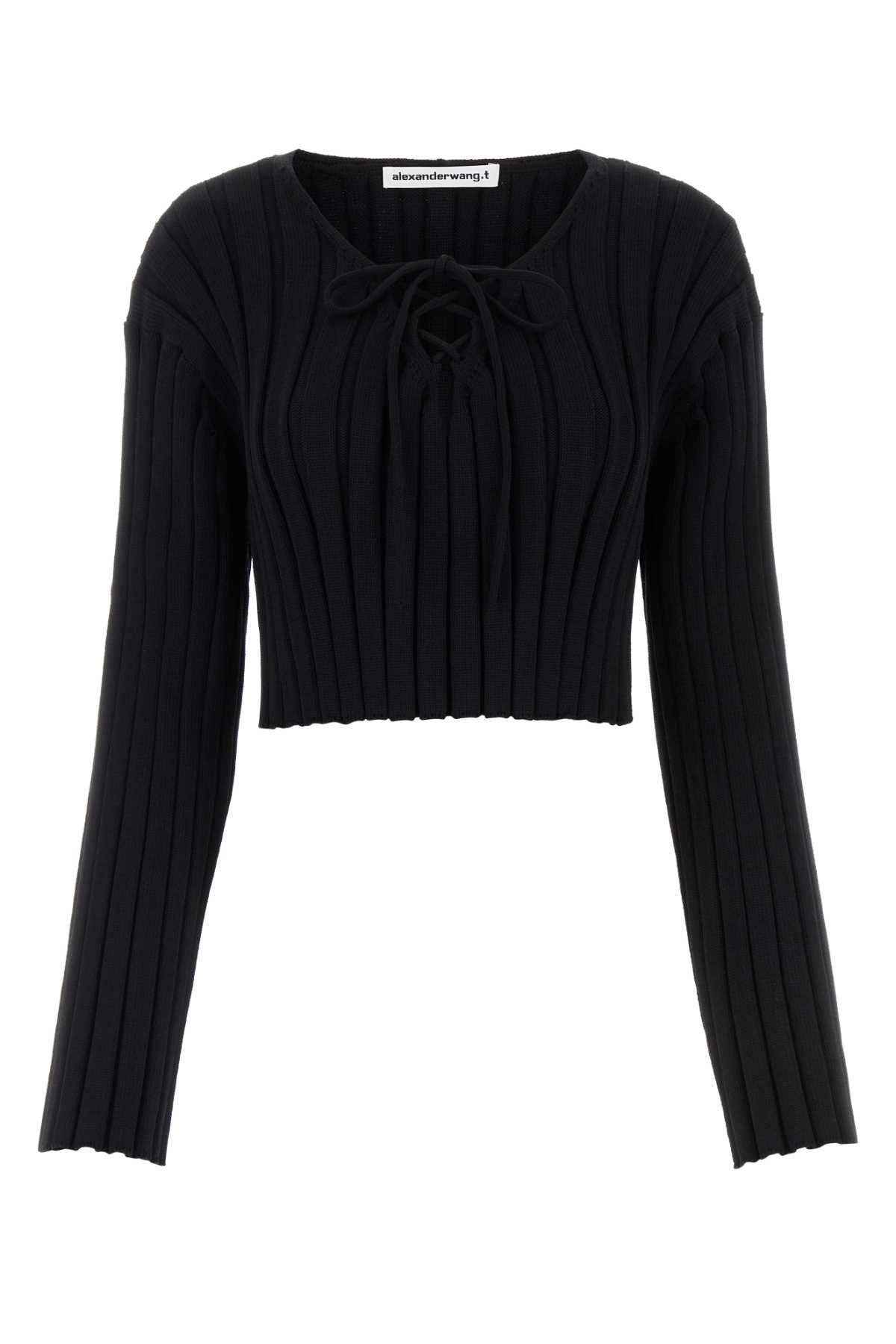 image of T By Alexander Wang Black Stretch Nylon Sweater, Women's (Size Small)