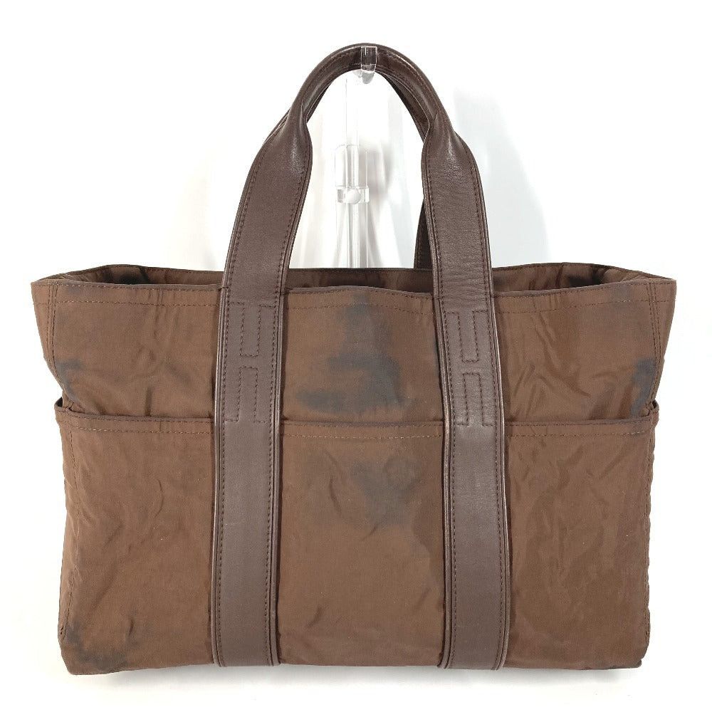 Hermes Acapulco Mm Briefcase Tote Bag Handbag Nylon Unisex Brown, Women's