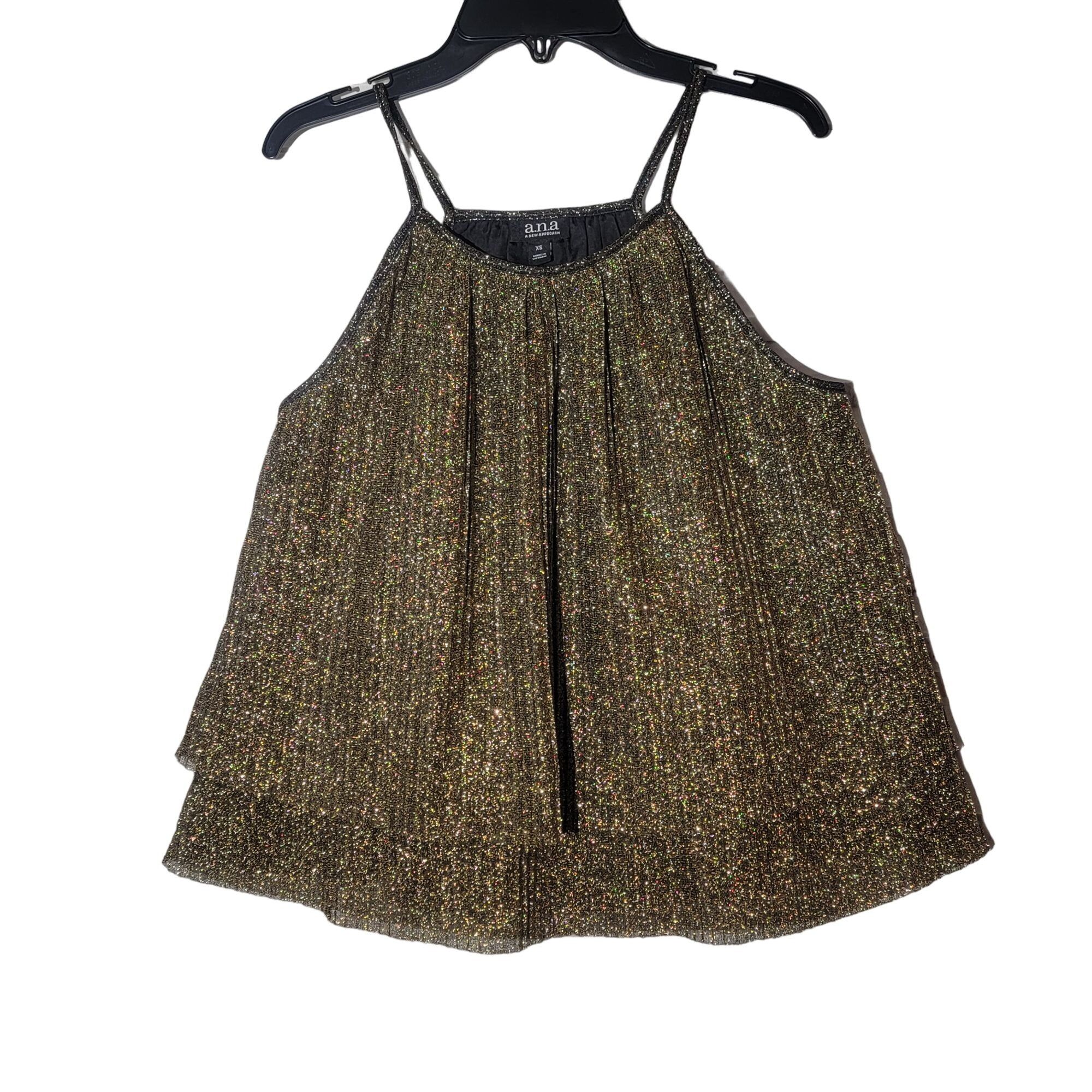 Other ✨a.n.a Sz XS Women's Sleeveless Sparkle gold party sleeve le Size XS / US 0-2 / IT 36-38 - 2 Thumbnail