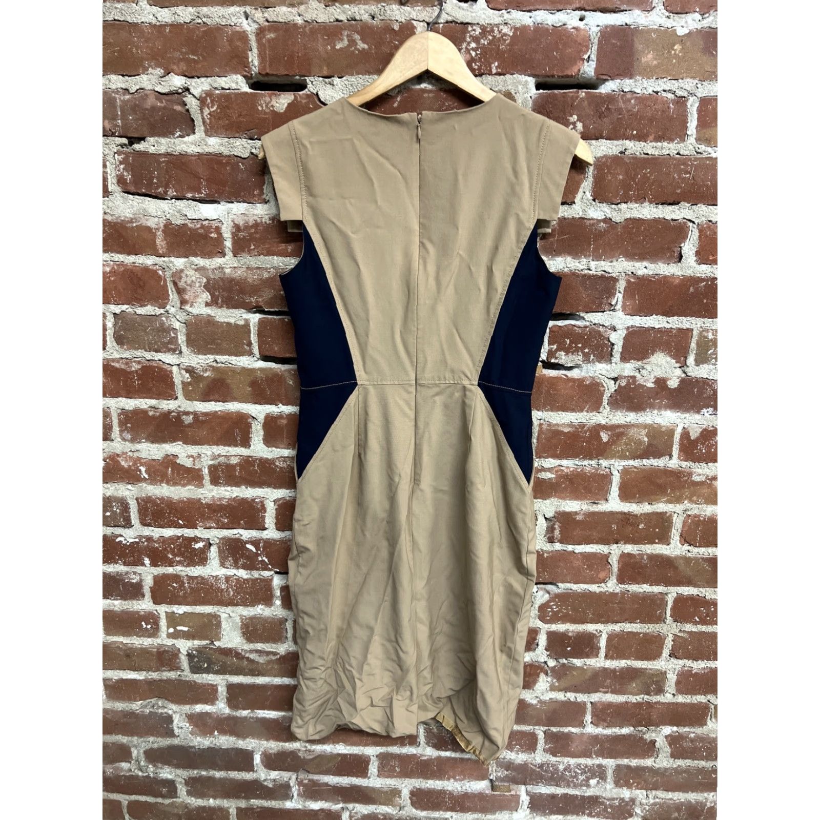 J.Crew VINTAGE J.CREW Beige Blue Dress Wool Blend Womens 6 A-Line Short Sleeveless Party/Cocktail Workwear Size M / US 6-8 / IT 42-44 - 2 Thumbnail
