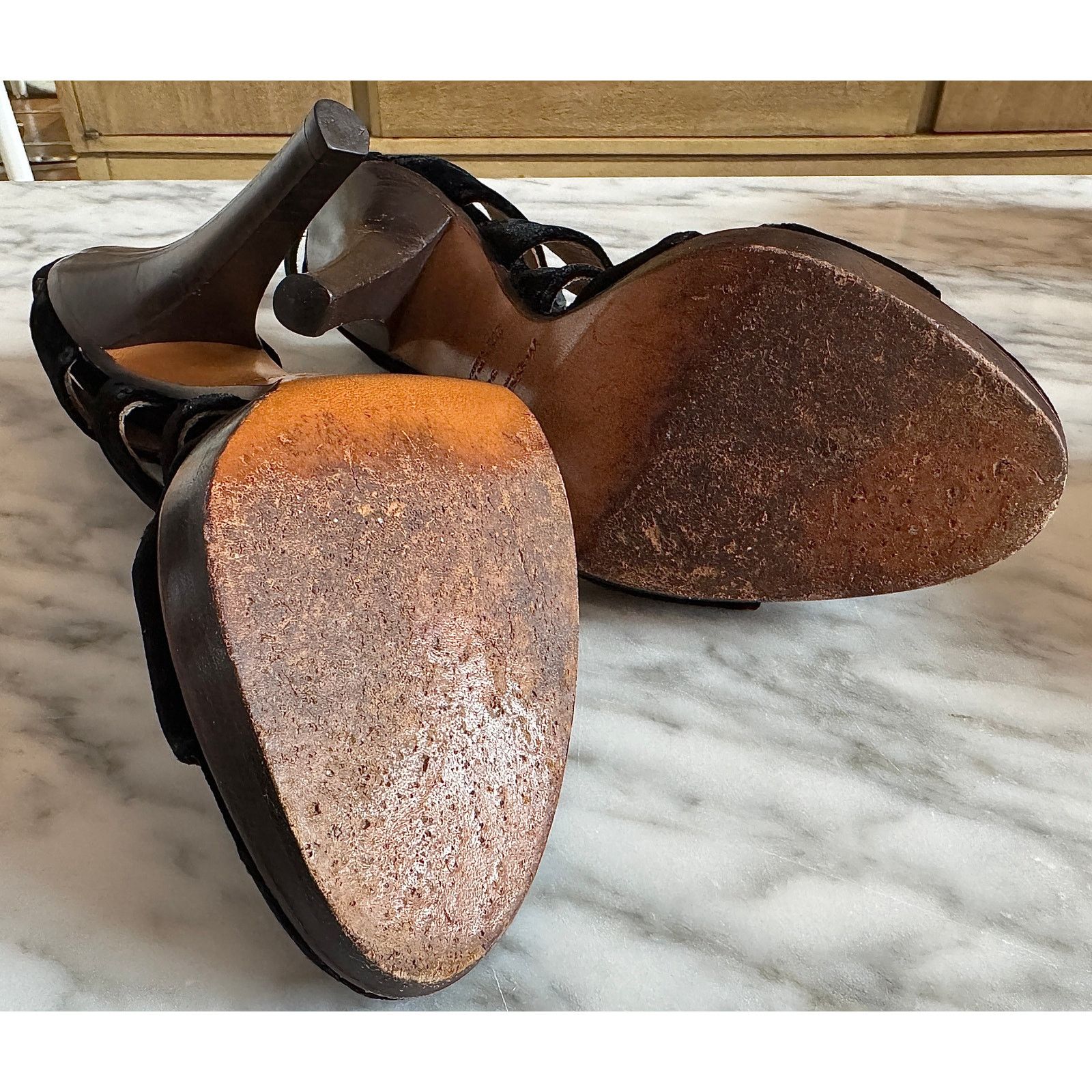 Yves Saint Laurent Yves Saint Laurent Velvet Sandals Size US 7.5 / IT 37.5 - 4 Thumbnail