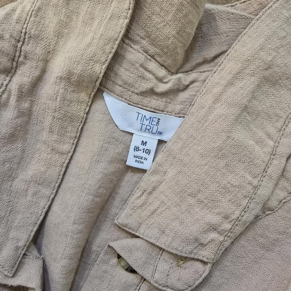 Designer Beige Button Detailed T&T Short Sleeve Size M / US 6-8 / IT 42-44 - 3 Thumbnail