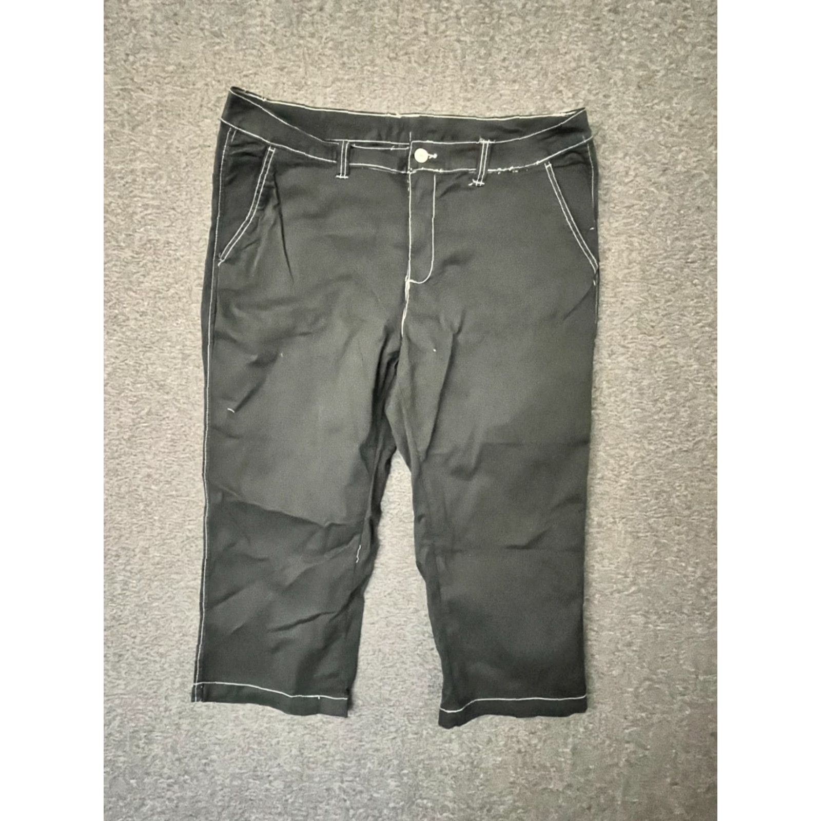 Vintage Unbranded Capri Pants Black 20W Cotton Blend Spandex Capris Women Plus Size 42" / US 20 - 2 Thumbnail