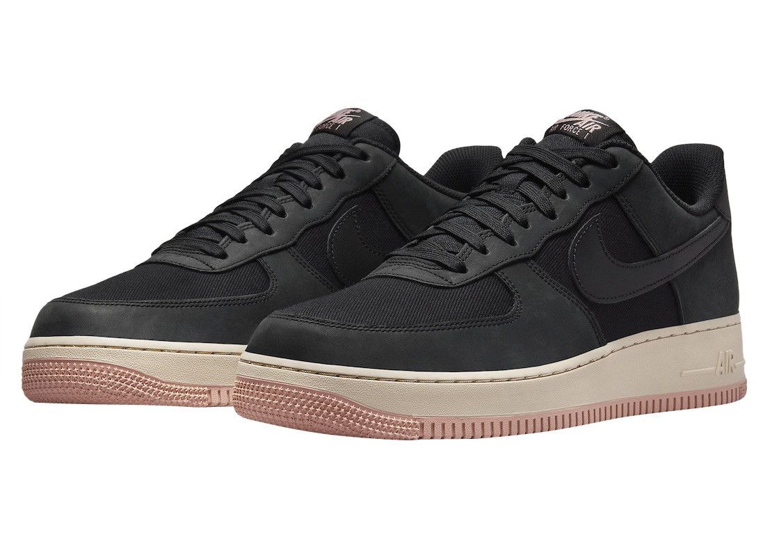 Nike AIR FORCE 1 '07 LX BLACK RED STARDUST NOIR Sz 11.5