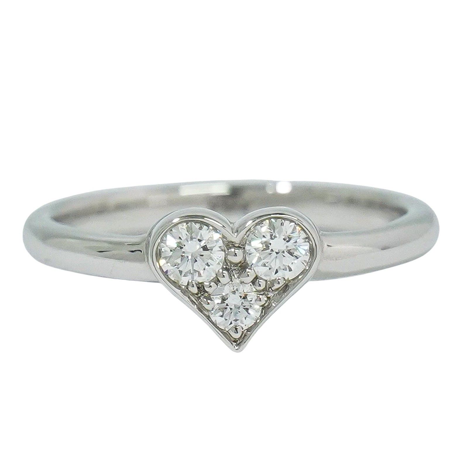 Tiffany & Co. Tiffany & Co. Sentimental Heart Charm Ring Platinum with Pave Diamonds Size ONE SIZE - 1 Thumbnail