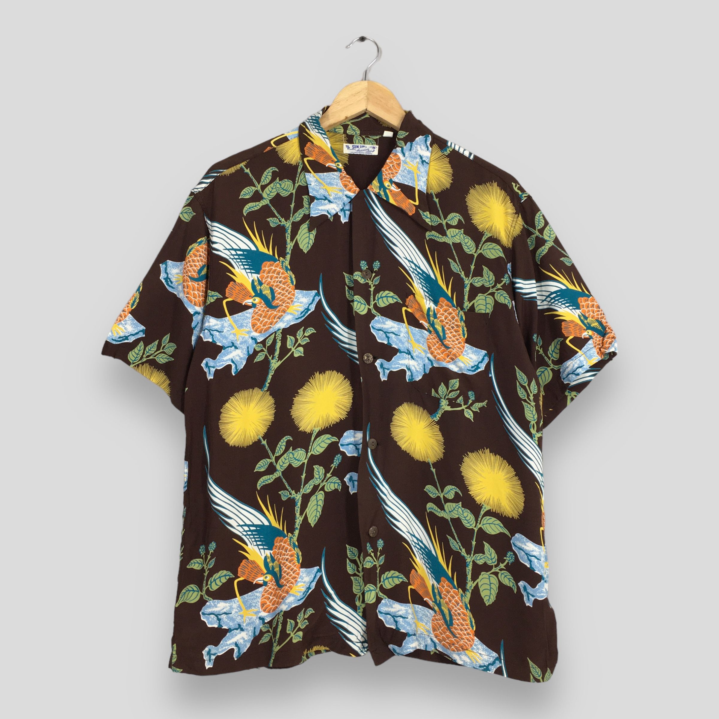 image of Hawaiian Shirt x Made In Hawaii Vintage Sun Surf Aloha Toyo Japanese Phoenix Bird Rayon M (Size Med