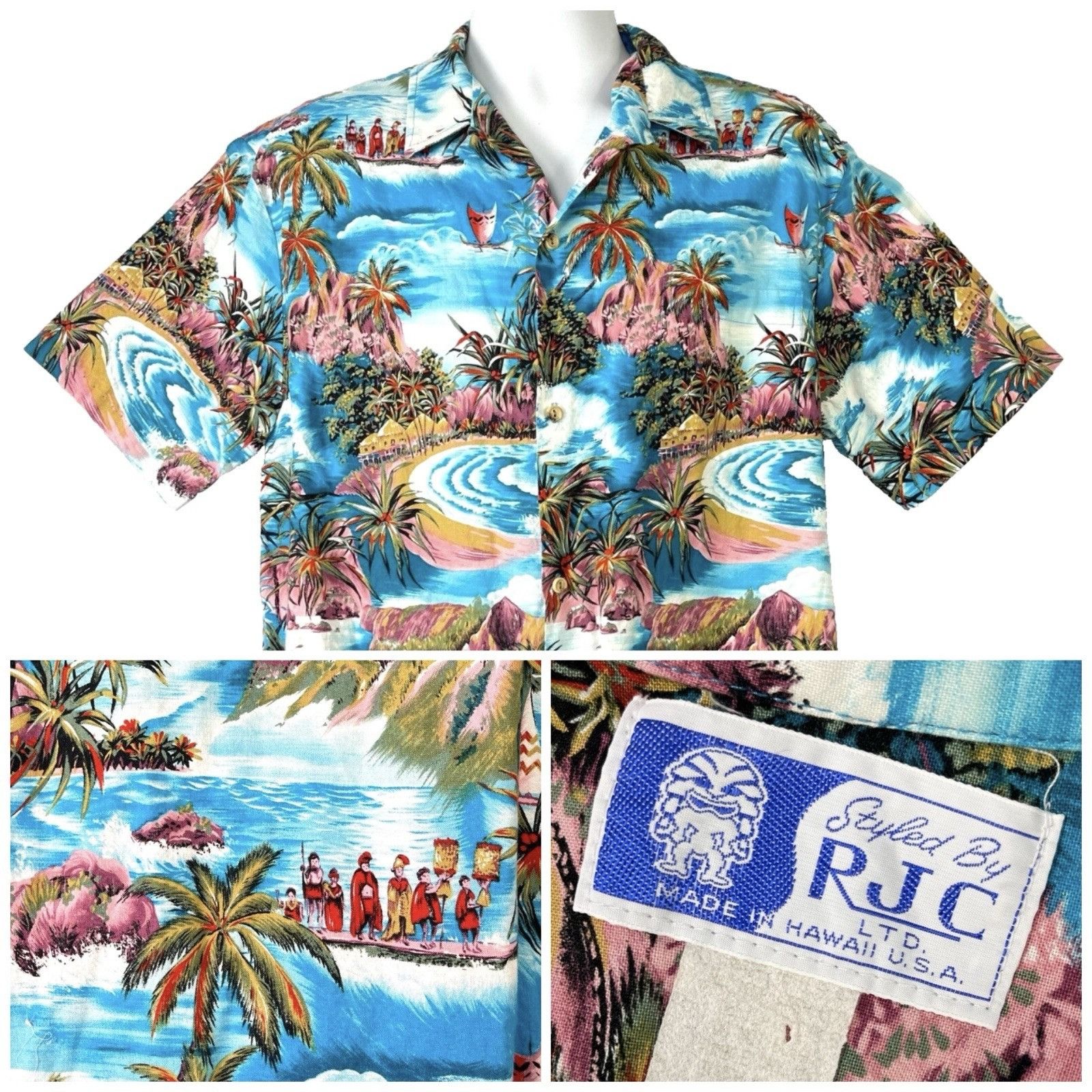 Other RJC Palms Pink Cliffs Mens Hawaiian Shirt size Large 47x30 Size US L / EU 52-54 / 3 - 1 Thumbnail