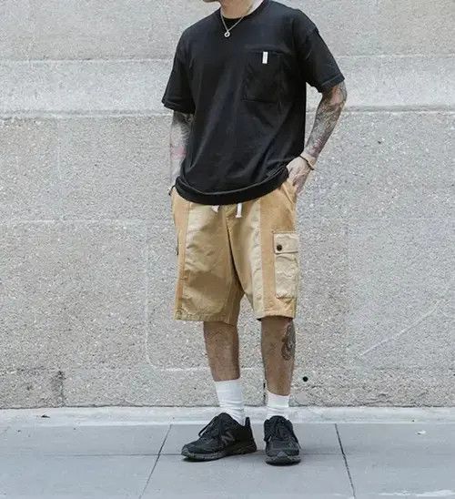 Japanese Brand 21SS Tokyo Union Khaki Patchwork Shorts Size US 31 - 1 Thumbnail