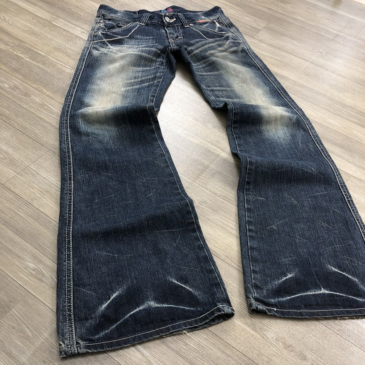 🇯🇵 2000s Edwin 503 Faded Lgb Goa Buckle Back Flared Jeans 2000's