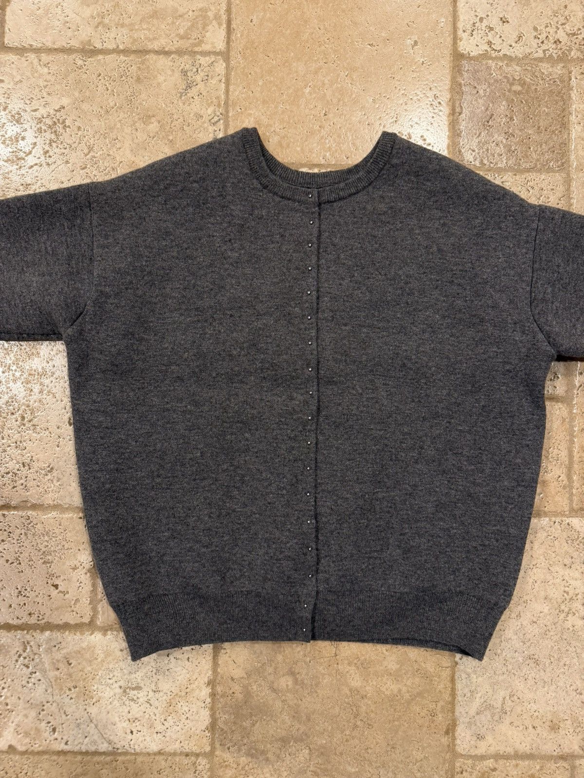 Loewe Loewe Grey Studded Open Back Knit Cardigan Sweater 2024 Size US S / EU 44-46 / 1 - 9 Thumbnail