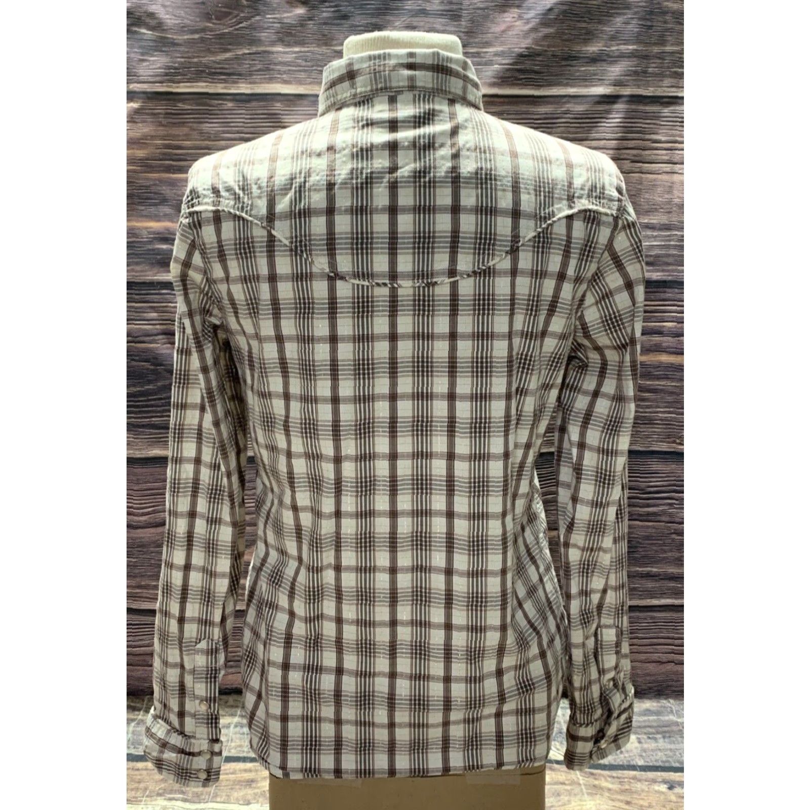 Old Navy Old Navy Pearl Snap Shirt Mens Regular M Brown White Plaid 2 Pockets Western Style Size US M / EU 48-50 / 2 - 4 Thumbnail