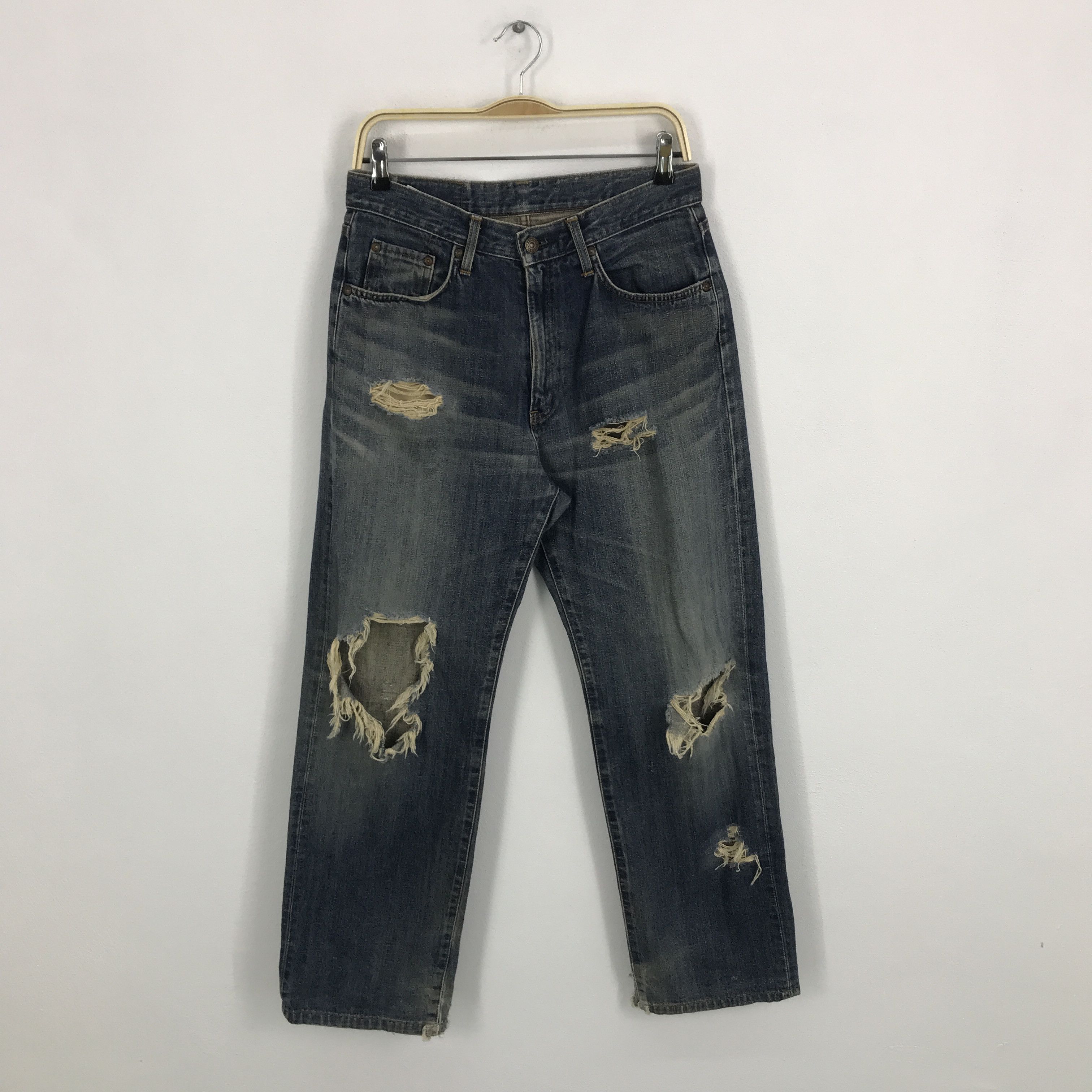 Edwin × Japanese Brand Baggy edwin Japan distressed jean pants Size US 30 / EU 46 - 1 Thumbnail