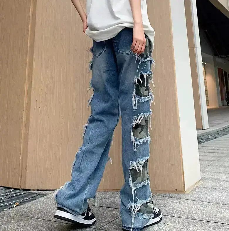 Japanese Brand personal clothing baggy ripped denim trousers Size US 32 / EU 48 - 2 Thumbnail