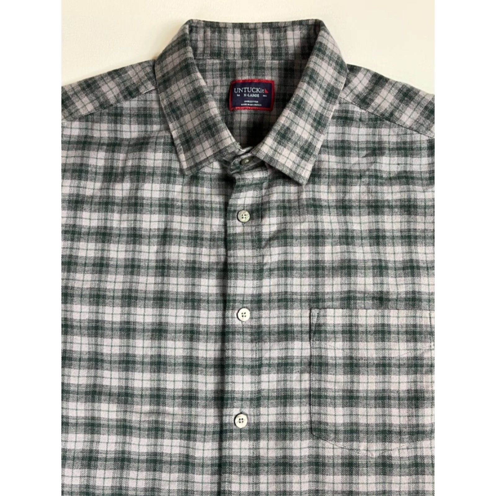 UNTUCKit UNTUCKit Men’s Parducci Button-Up Shirt Plaid XL Gray Cotton Flannel Long Sleeve Casual Classic Preppy Mens Size US XL / EU 56 / 4 - 2 Thumbnail