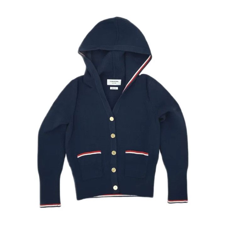 Thom Browne Thom Browne Hooded Knit Cardigan in Navy Size US M / EU 48-50 / 2 - 1 Thumbnail