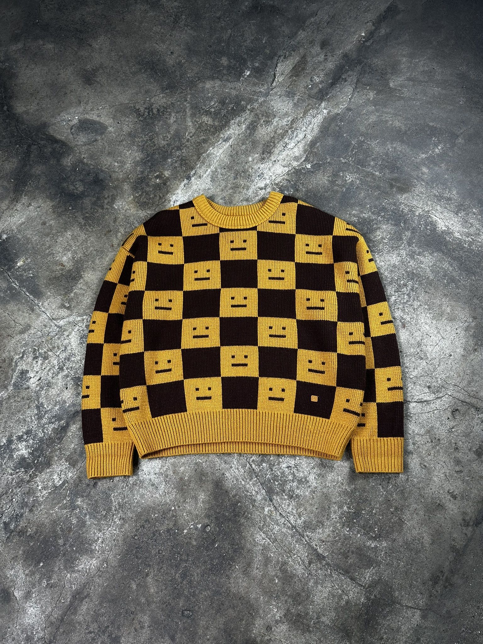 Acne Studios Acne Studios Face Checkboard Wool Knit Sweater Size US S / EU 44-46 / 1 - 1 Thumbnail