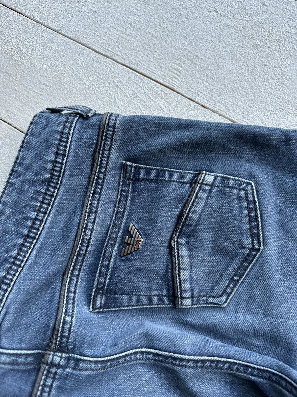 Armani 🚨Y2K WOMEN ARMANI JEANS WITH LOGO AVANT GARDE DENIM PANTS Size 28" / US 6 / IT 42 - 9 Thumbnail