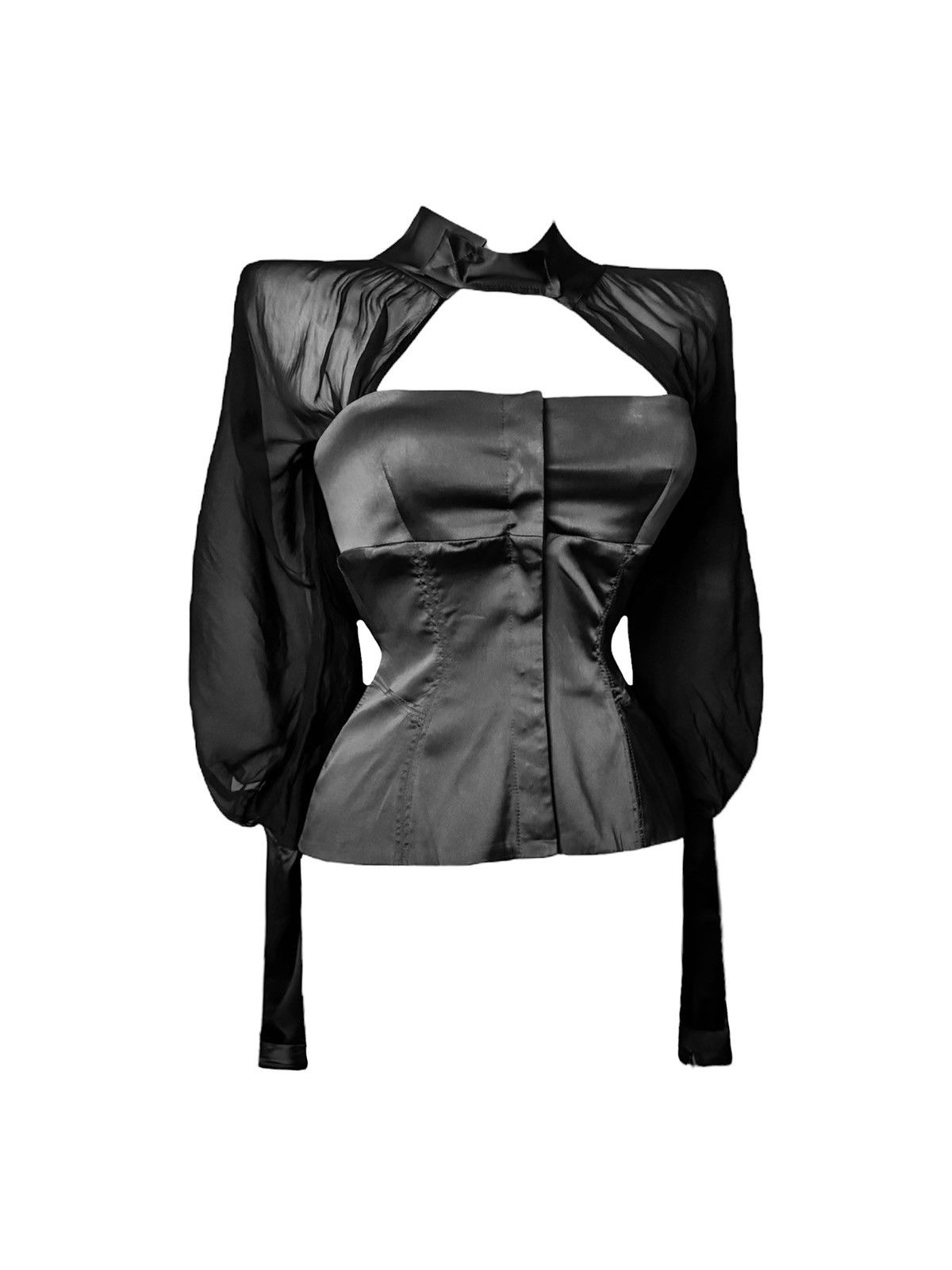 Gucci F/W 2003 runway Tom Ford for Gucci Black Silk corset blouse Size S / US 4 / IT 40 - 2 Thumbnail
