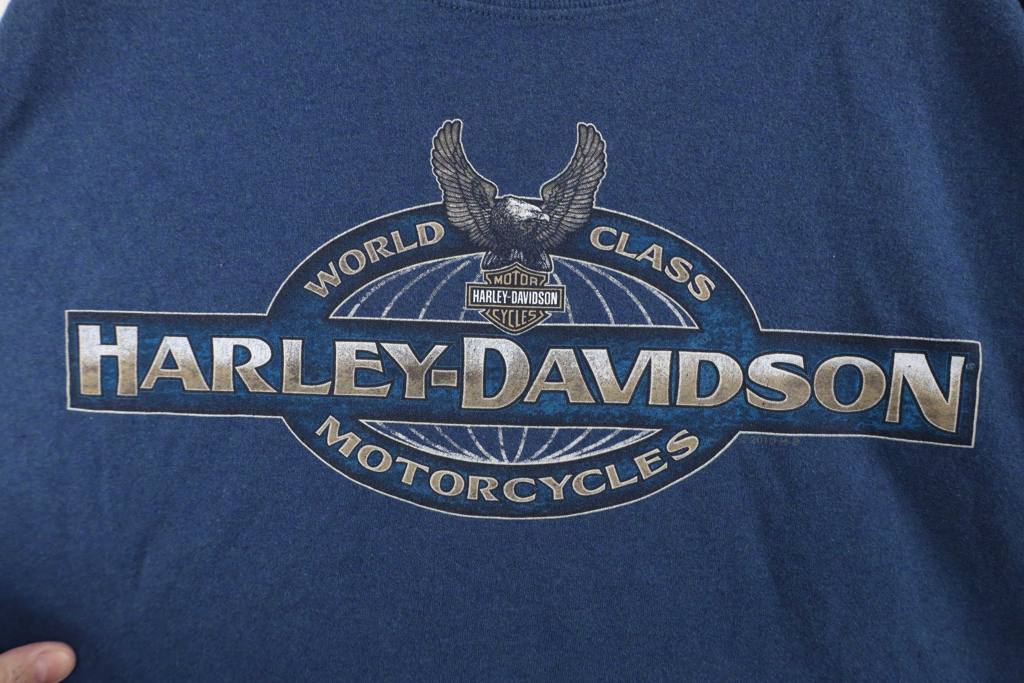 Harley Davidson Vintage Y2K Harley Davidson Spell Eagle World T-Shirt Blue Size US XL / EU 56 / 4 - 4 Thumbnail