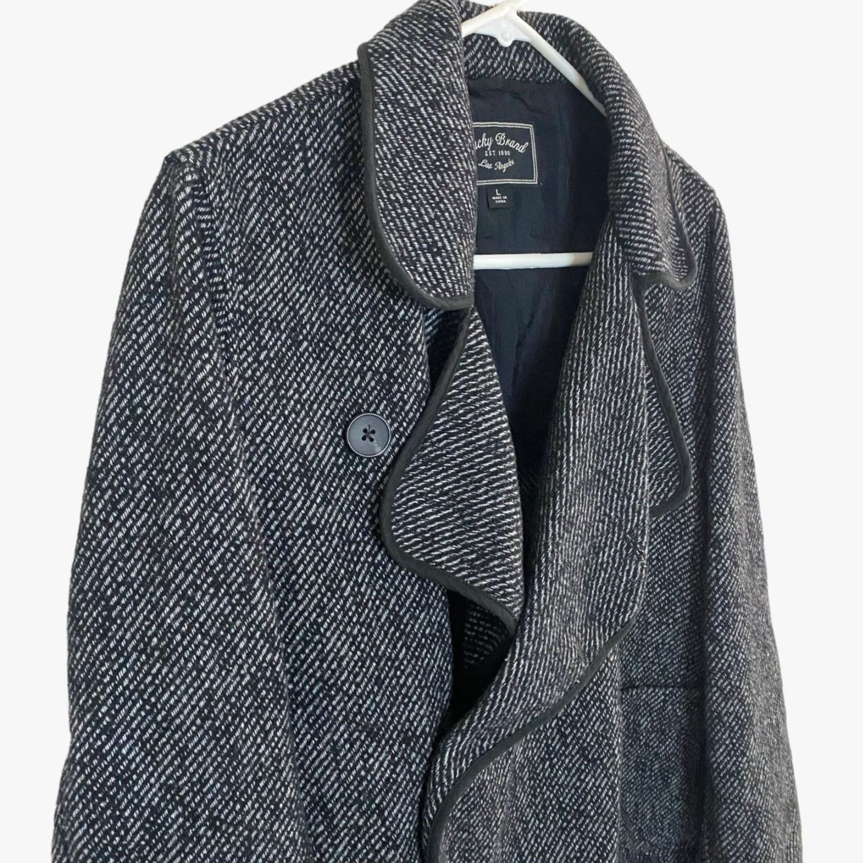 Lucky Brand VINTAGE Lucky Brand Pea Coat Jacket Womens Large Gray Wool Blend Double-Breasted Size L / US 10 / IT 46 - 5 Thumbnail