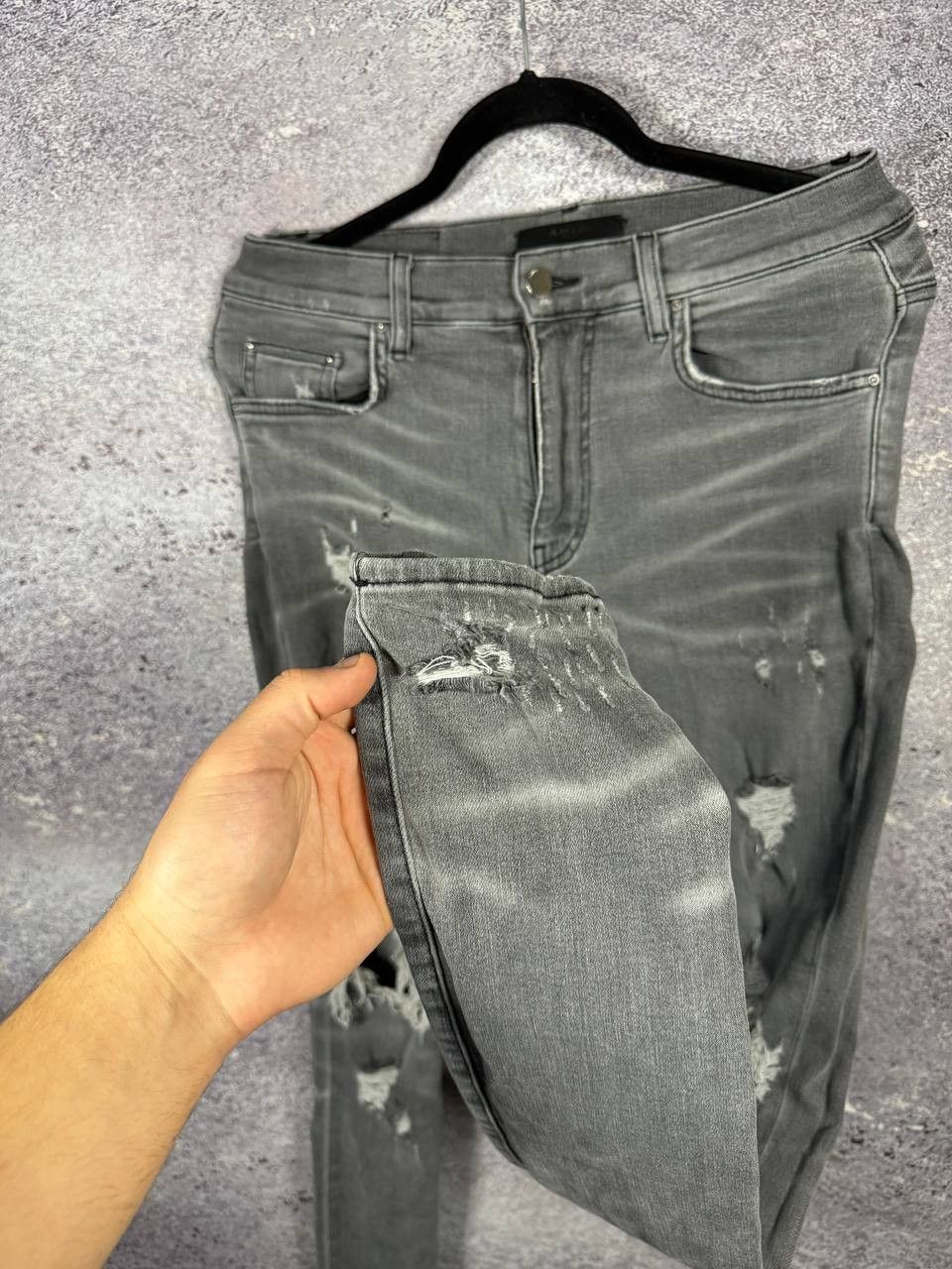 Amiri Amiri MX1 Jean Gray Distressed Skinny Women's Size 30 Size 30" / US 8 / IT 44 - 8 Thumbnail