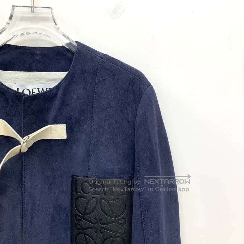 Loewe Loewe Dark Blue Lamb Leather Logo Embossed Long Sleeve Jac Size XS / US 0-2 / IT 36-38 - 3 Thumbnail